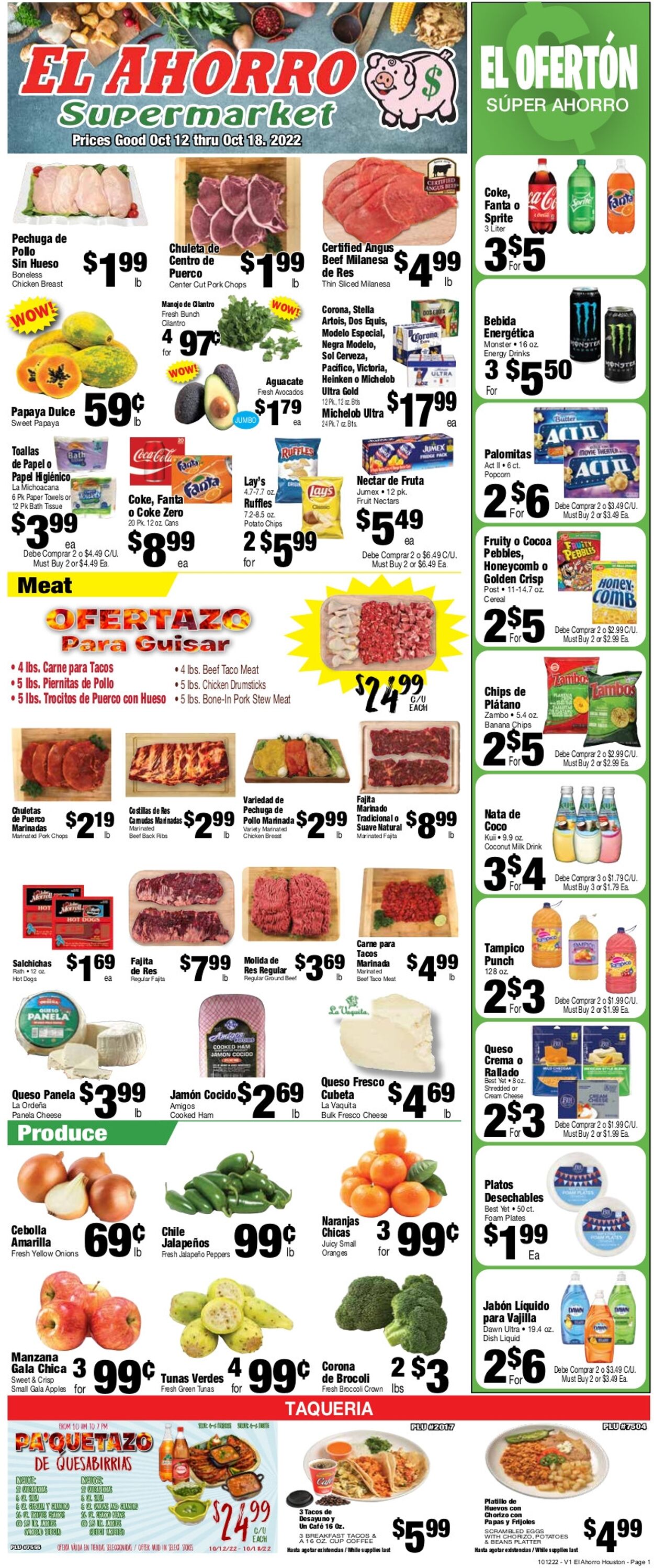 El Ahorro Supermarket Weekly Ad Circular - valid 10/12-10/18/2022