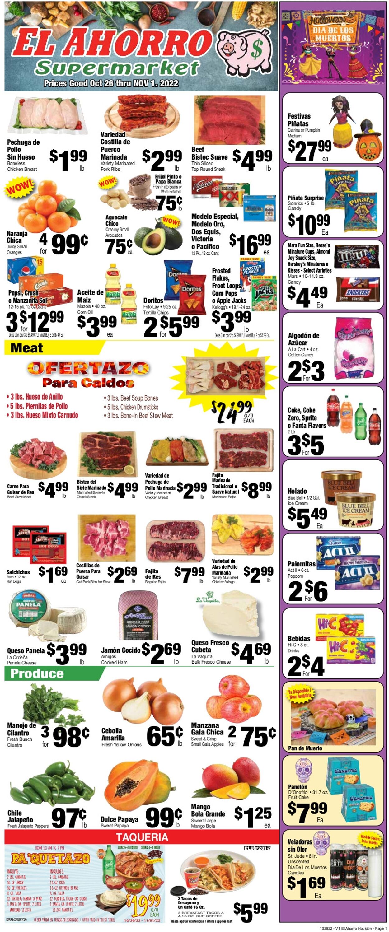 El Ahorro Supermarket Weekly Ad Circular - valid 10/26-11/01/2022