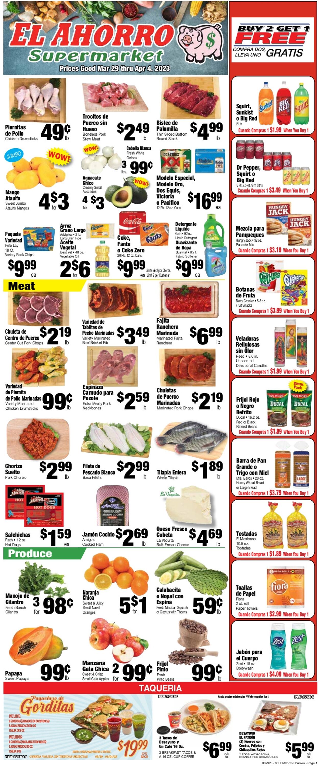 El Ahorro Supermarket Weekly Ad Circular - valid 03/29-04/04/2023