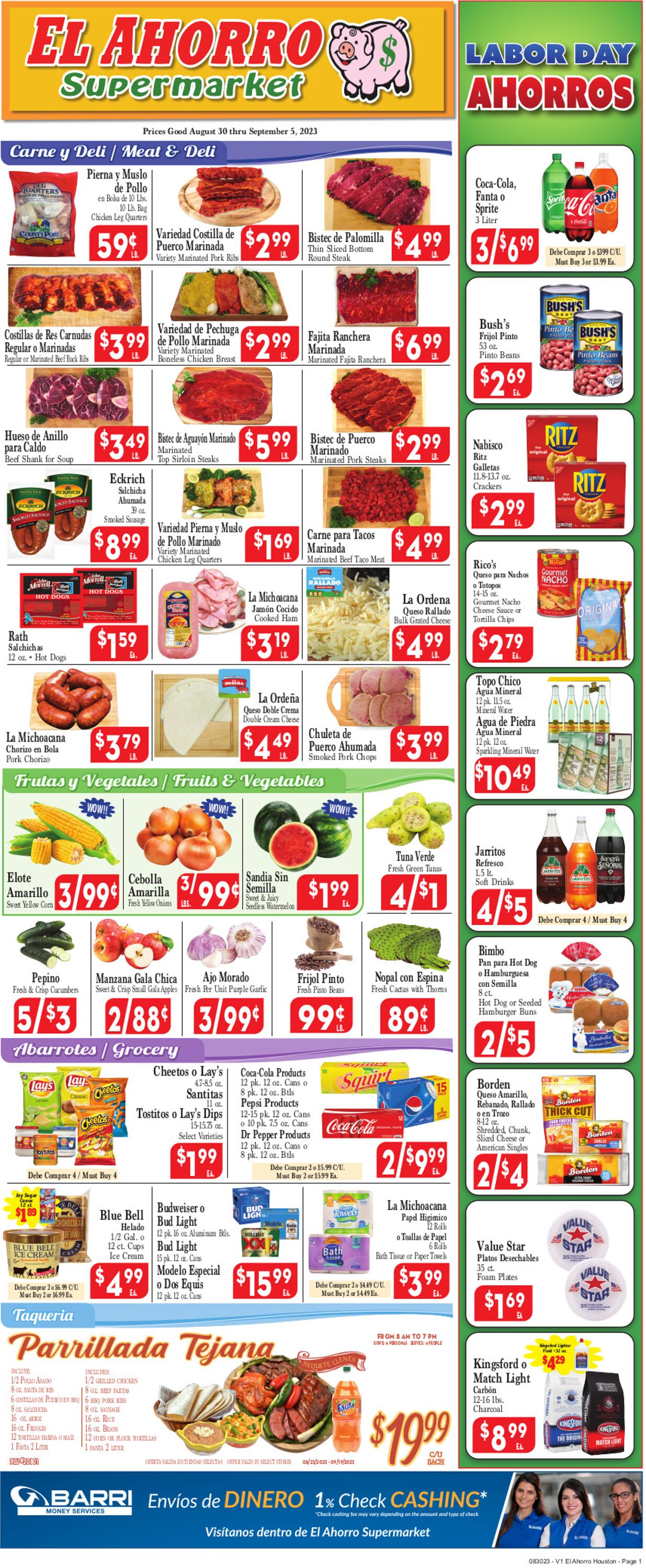 El Ahorro Supermarket Weekly Ad Circular - valid 08/30-09/06/2023
