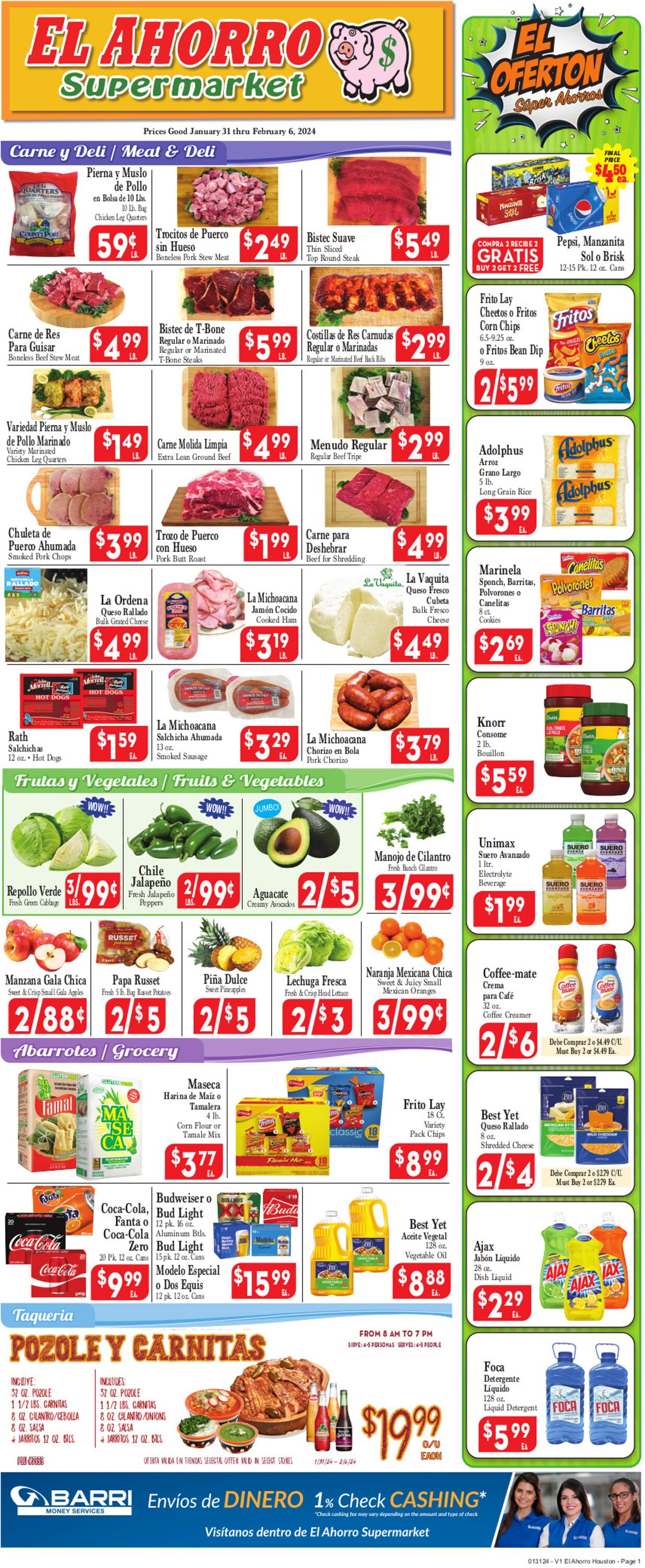 El Ahorro Supermarket Weekly Ad Circular - valid 01/31-02/07/2024