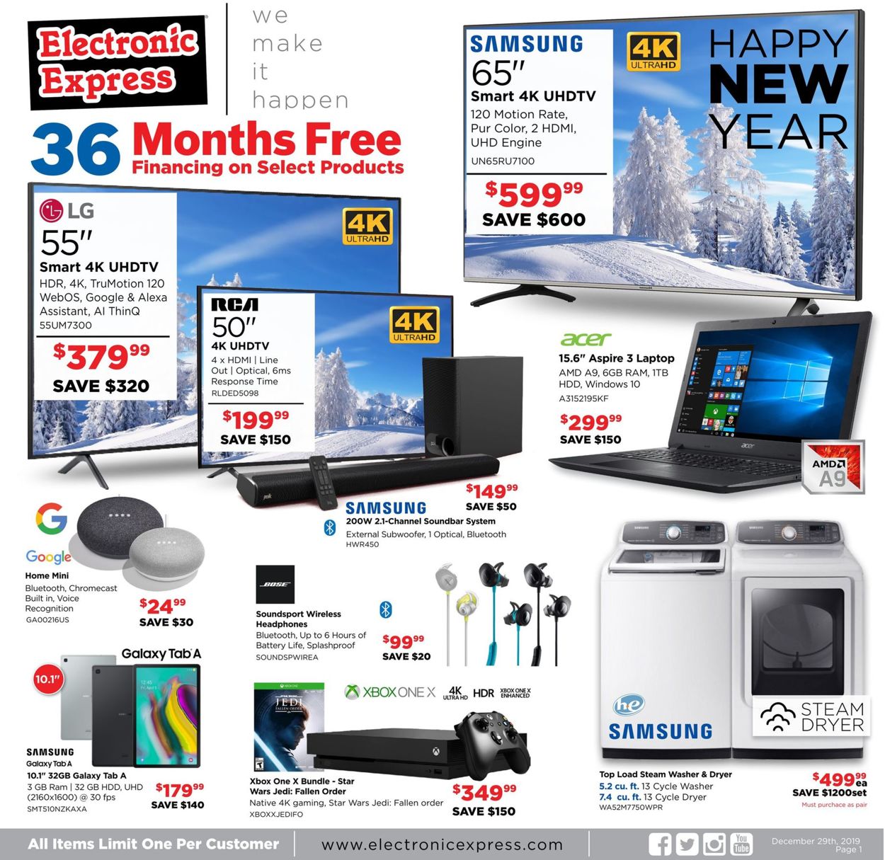 Electronic Express Weekly Ad Circular - valid 12/29-01/04/2020