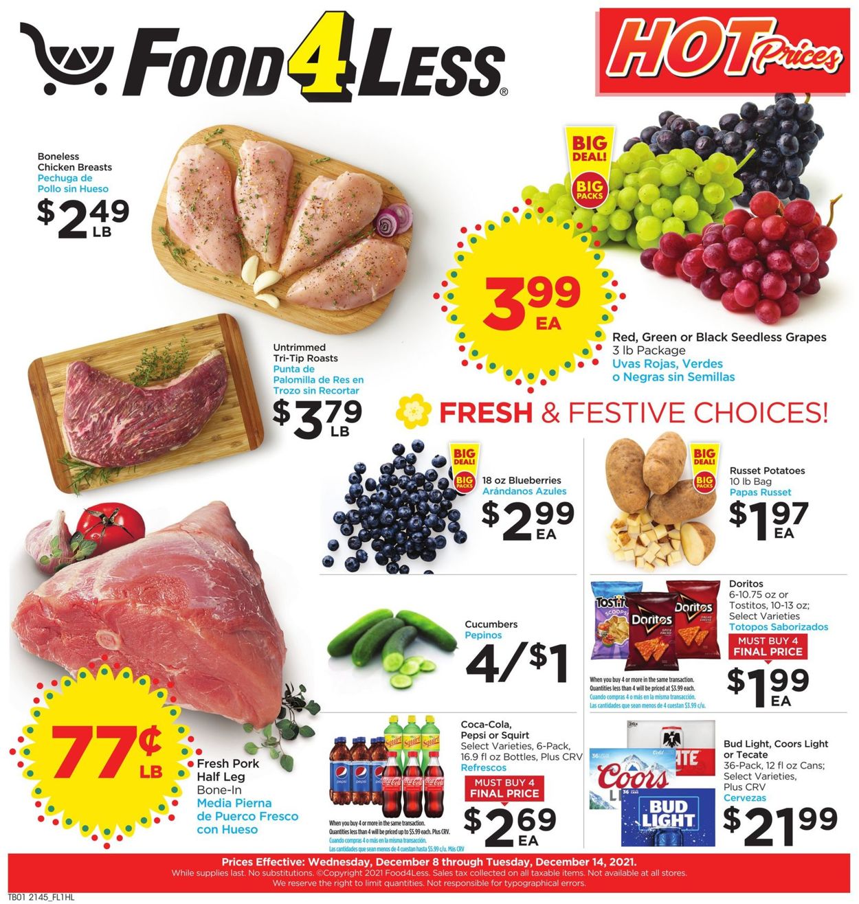 Food 4 Less HOLIDAY Weekly Ad Circular - valid 12/08-12/14/2021