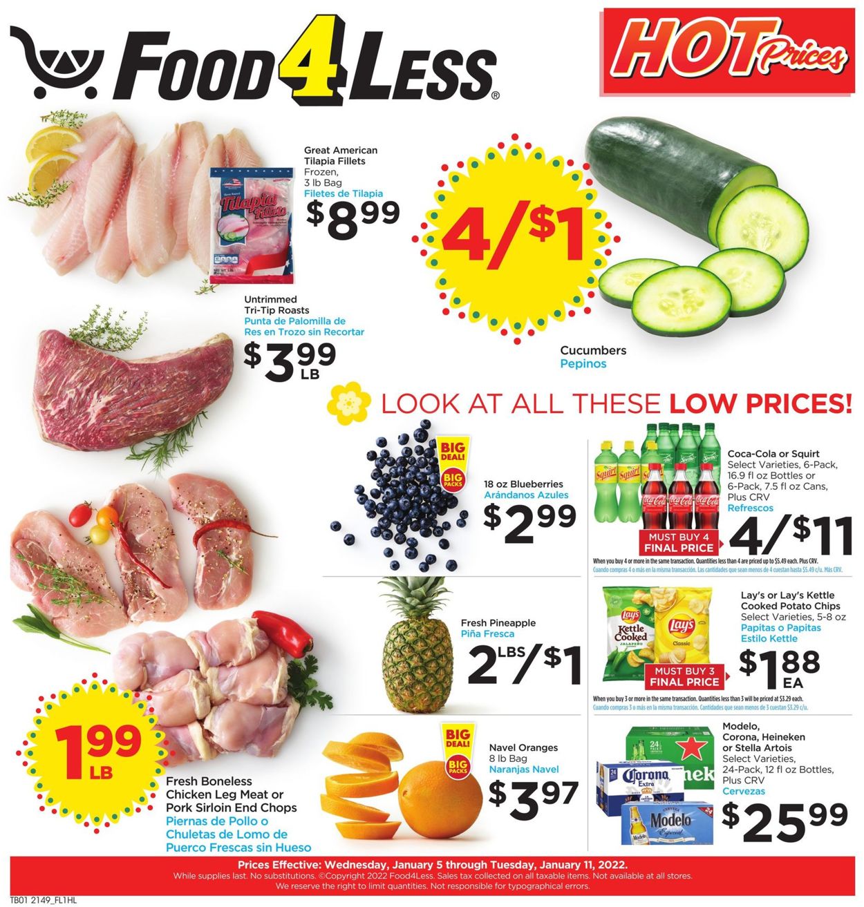 Food 4 Less Weekly Ad Circular - valid 01/05-01/11/2022