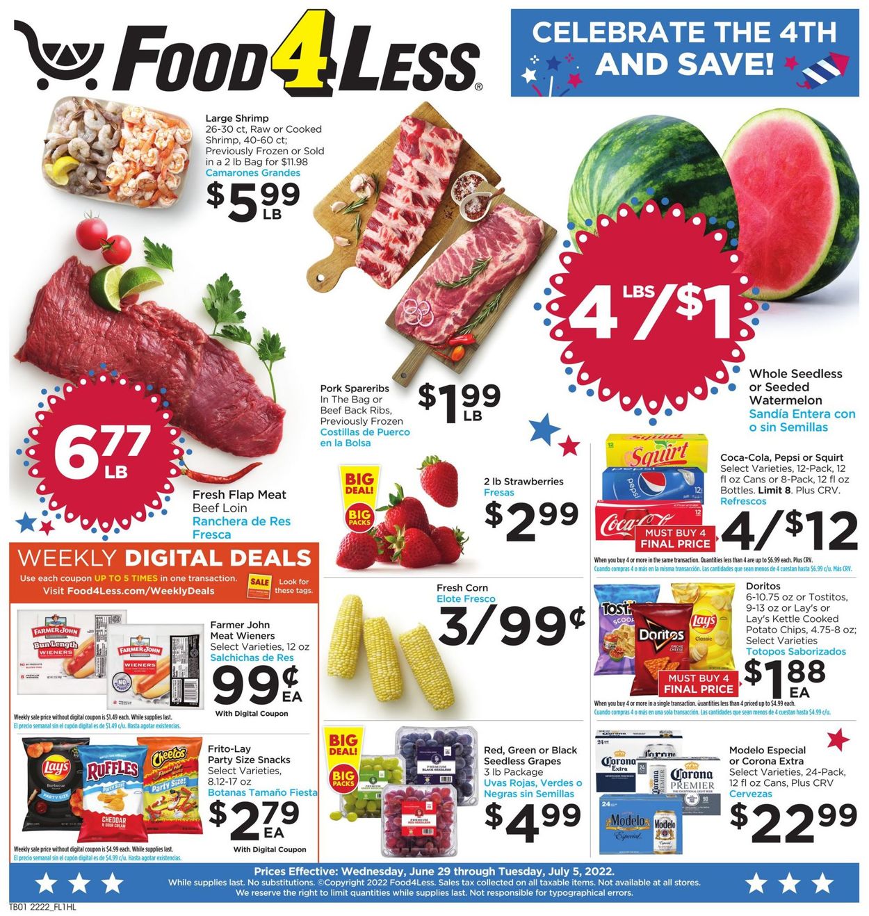 Food 4 Less Weekly Ad Circular - valid 06/29-07/05/2022