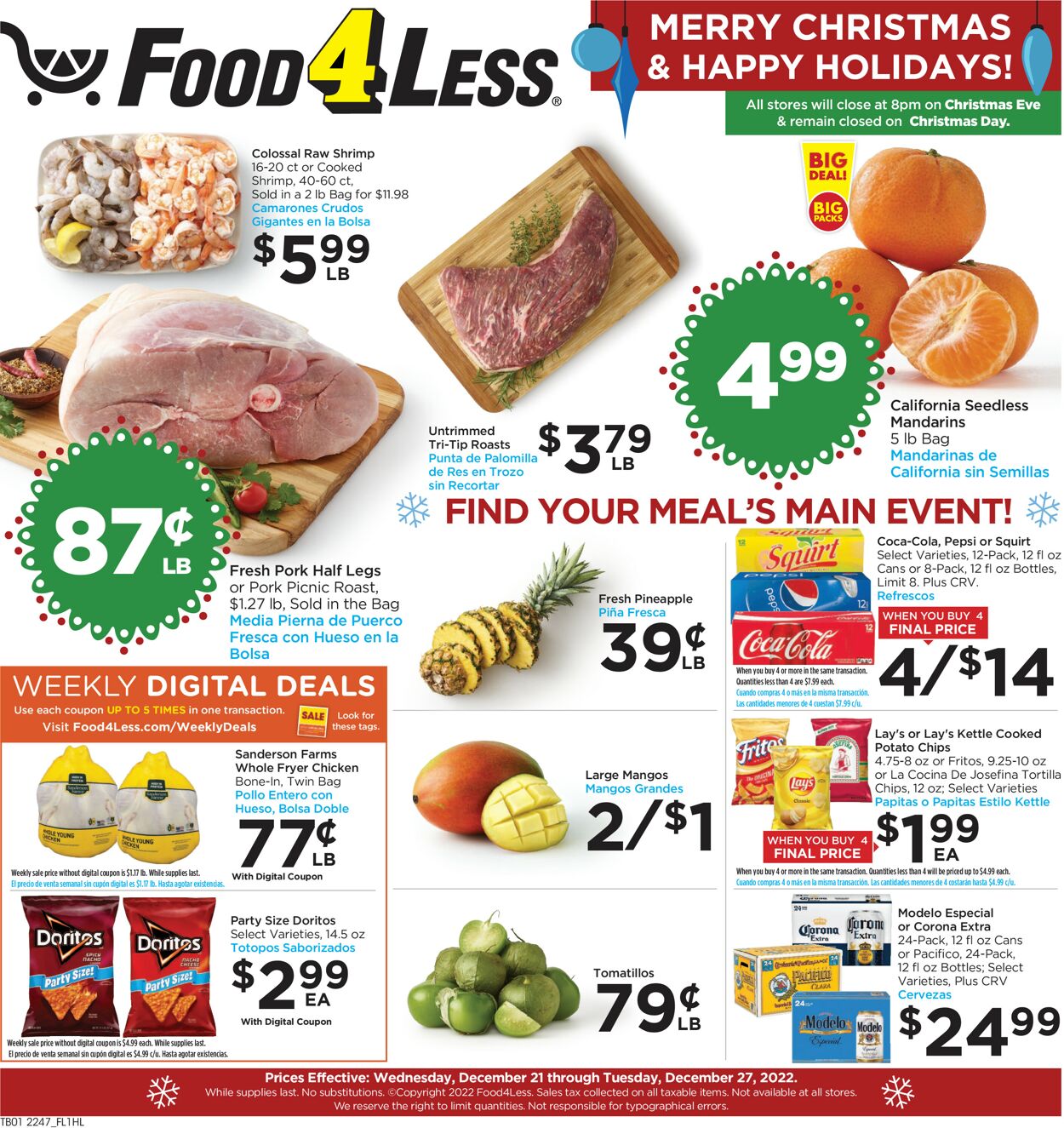 Food 4 Less Weekly Ad Circular - valid 12/21-12/27/2022