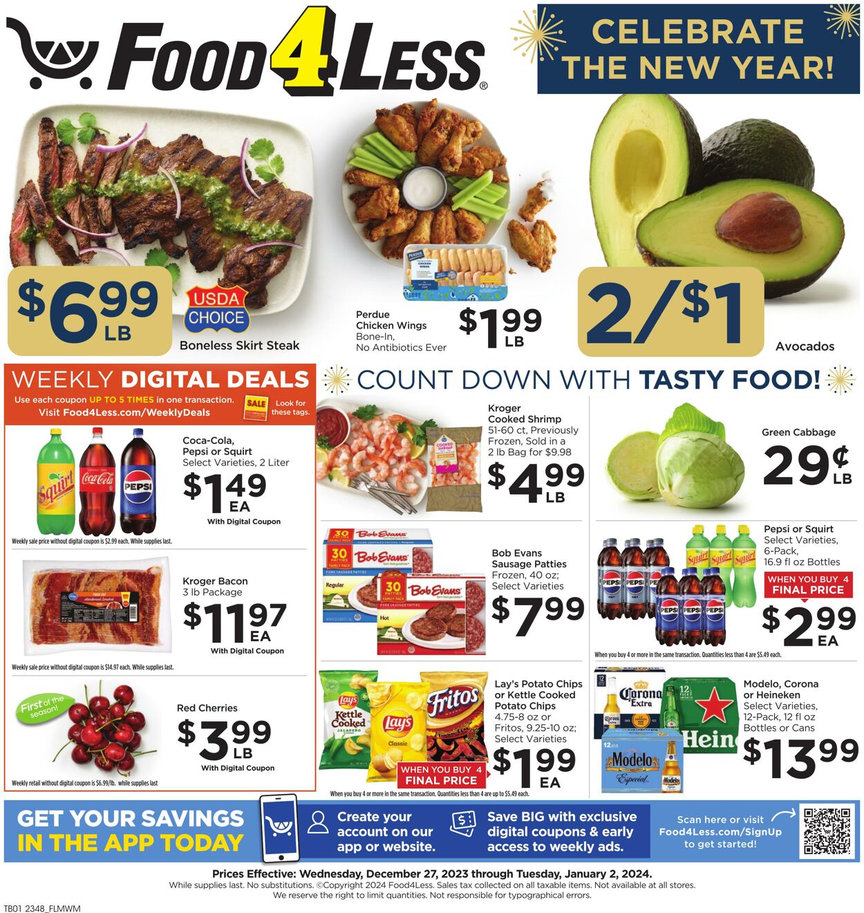 Food 4 Less Weekly Ad Circular - valid 12/27-01/02/2024