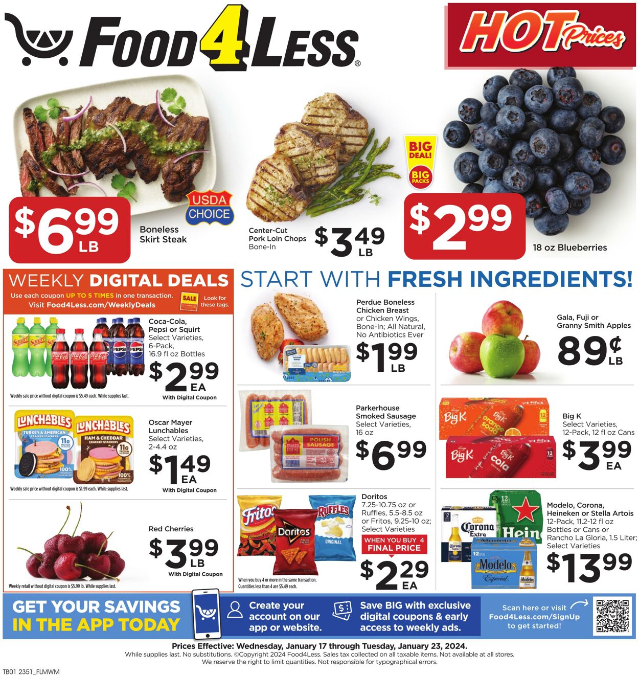 Food 4 Less Weekly Ad Circular - valid 01/17-01/23/2024