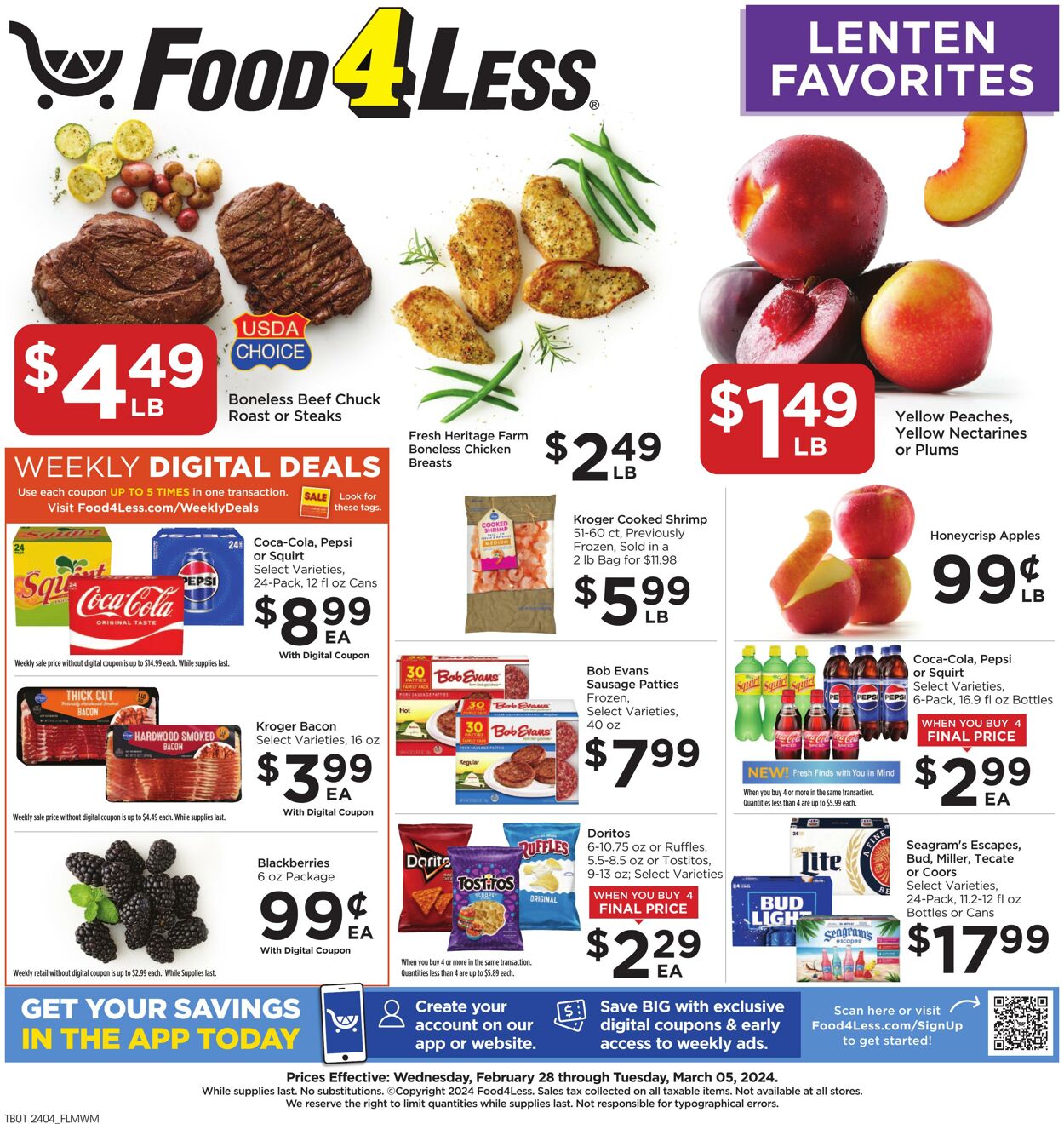 Food 4 Less Weekly Ad Circular - valid 02/28-03/05/2024