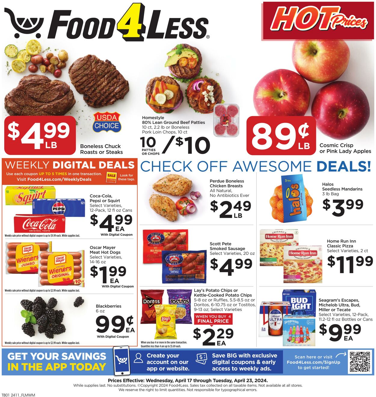 Food 4 Less Weekly Ad Circular - valid 04/17-04/23/2024