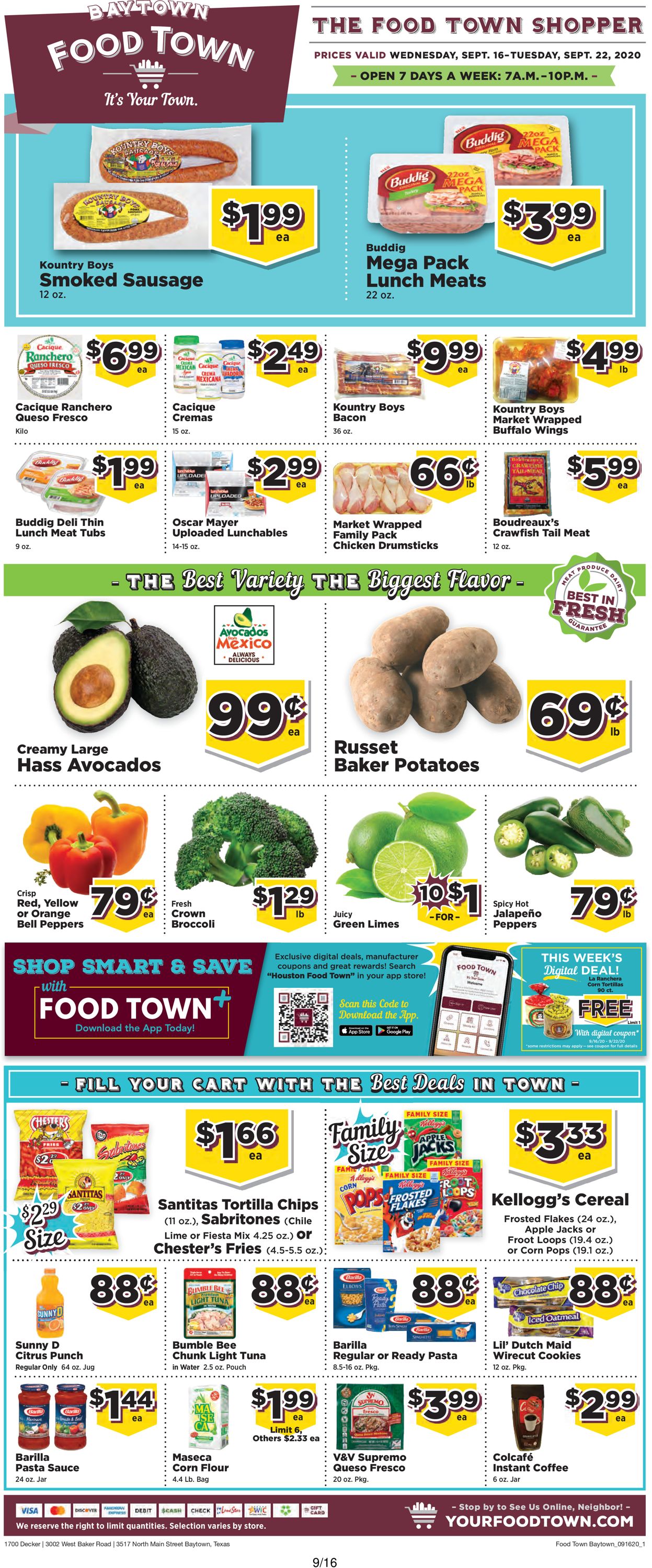 Food Town Weekly Ad Circular - valid 09/16-09/22/2020