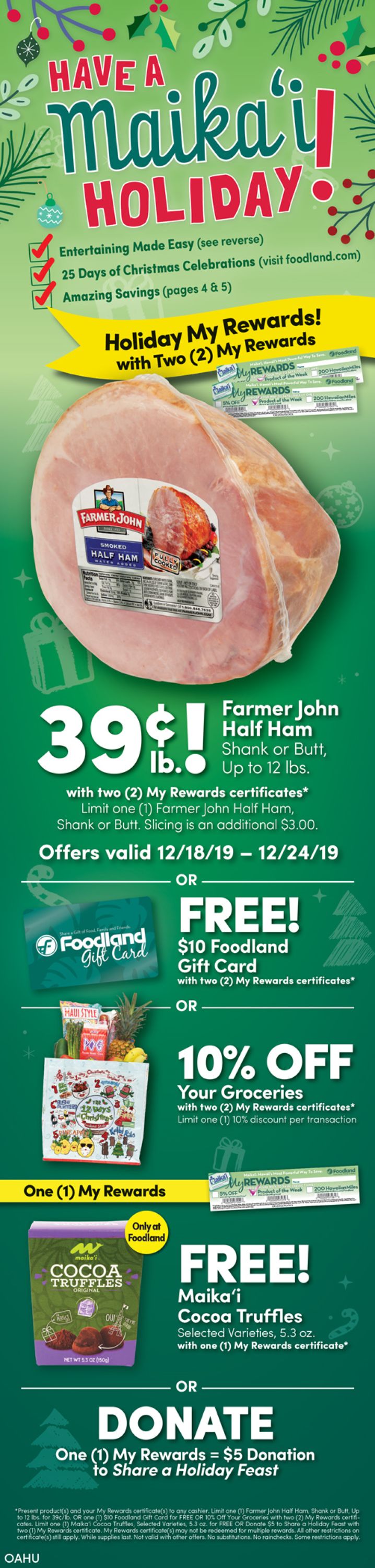 Foodland - Holiday Ad 2019 Weekly Ad Circular - valid 12/18-12/24/2019