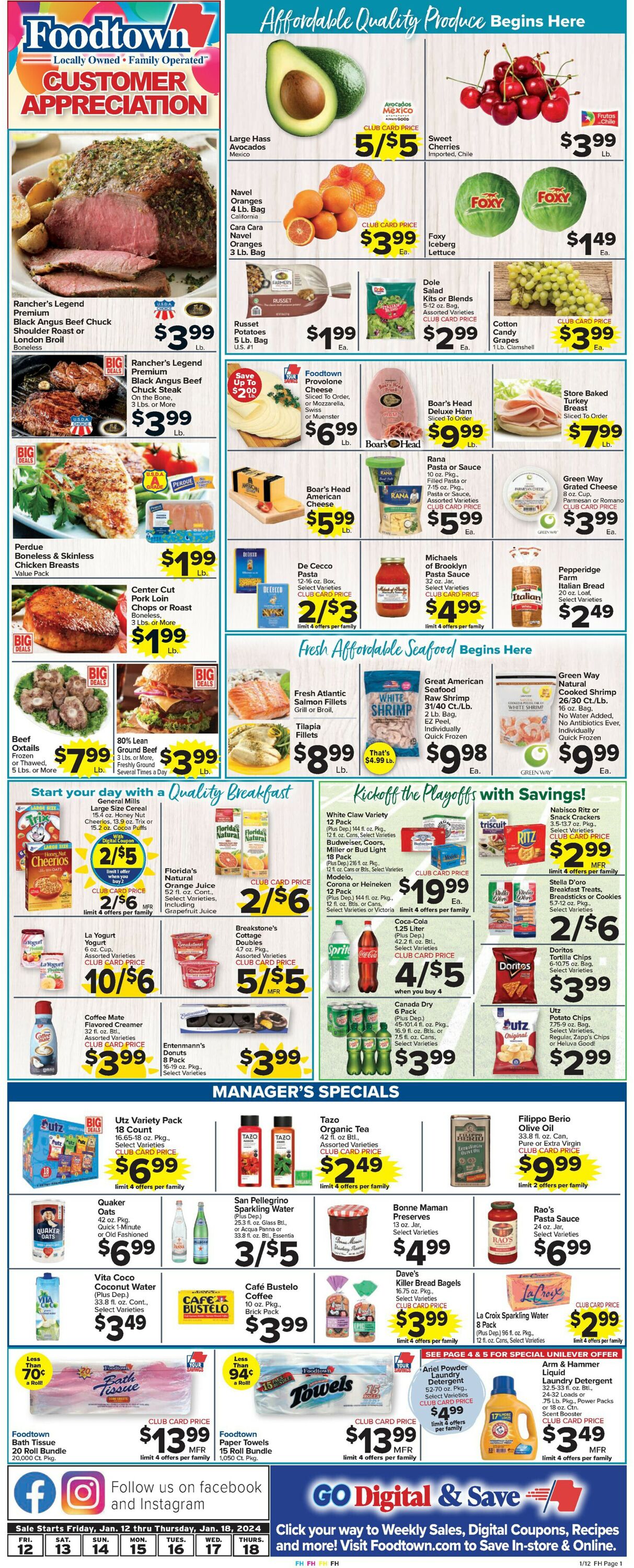 Foodtown Weekly Ad Circular - valid 01/12-01/18/2024