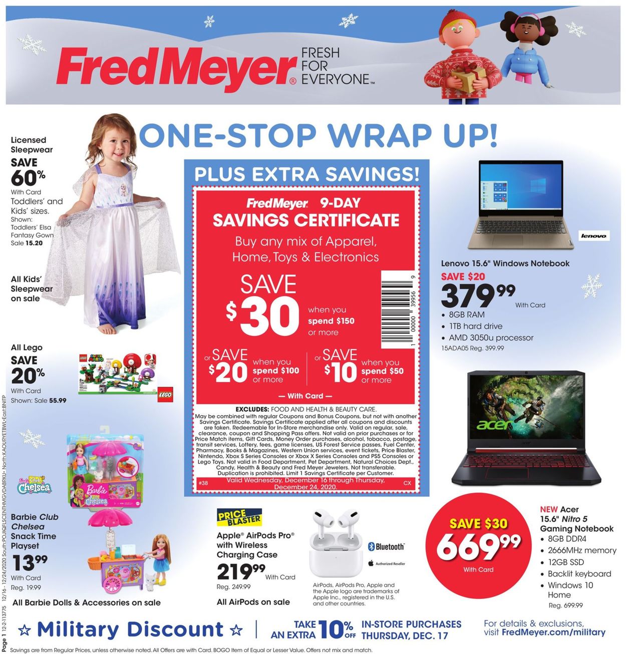 Fred Meyer Weekly Ad Circular - valid 12/16-12/24/2020