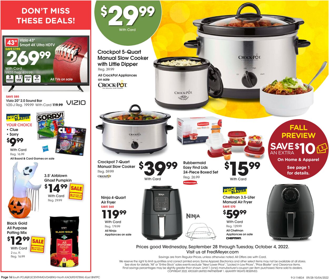 Fred Meyer Weekly Ad Circular - valid 09/28-10/04/2022 (Page 16)