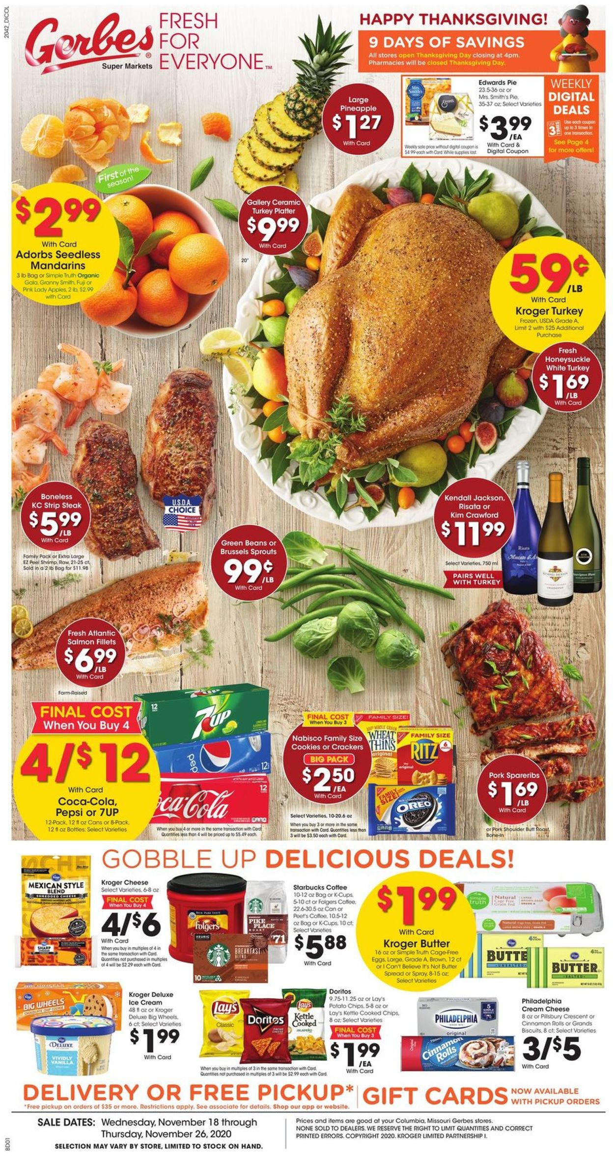 Gerbes Super Markets Thanksgiving ad 2020 Weekly Ad Circular - valid 11/18-11/26/2020