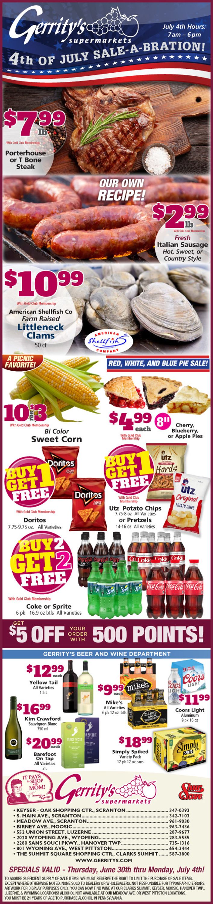 Gerrity's Supermarkets - 4th of July Sale Weekly Ad Circular - valid 06/26-07/02/2022