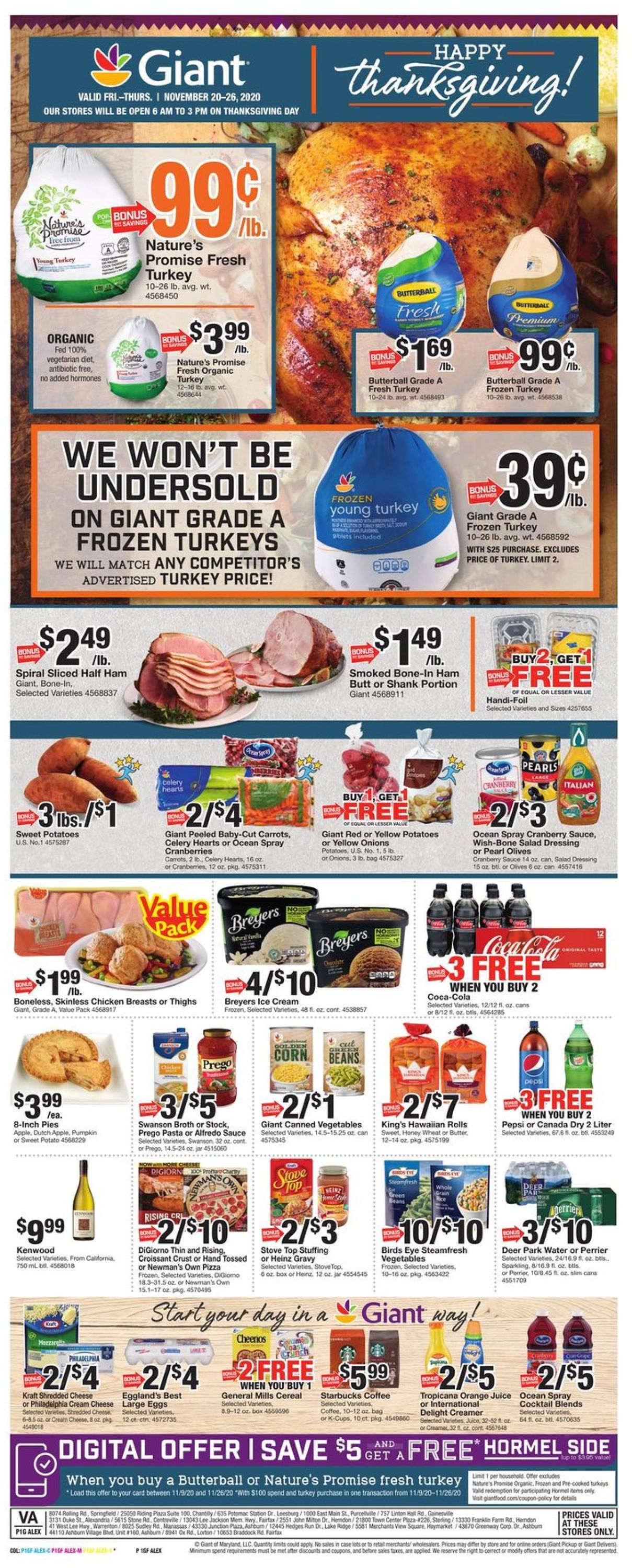 Giant Food Weekly Ad Circular - valid 11/20-11/26/2020