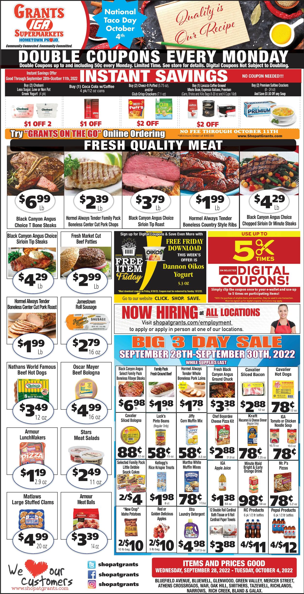 Grant's Supermarket Weekly Ad Circular - valid 09/28-10/04/2022