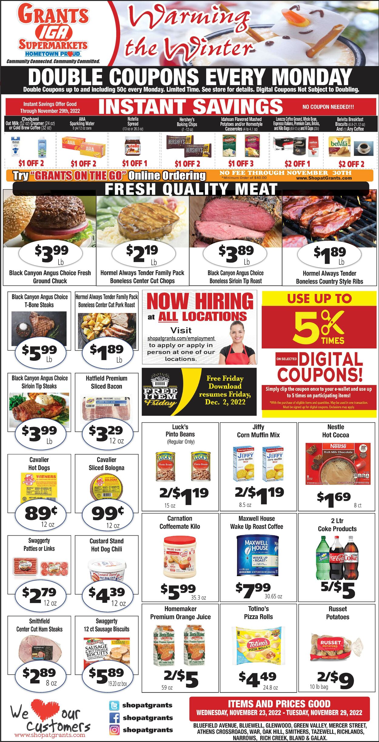 Grant's Supermarket Weekly Ad Circular - valid 11/23-11/29/2022