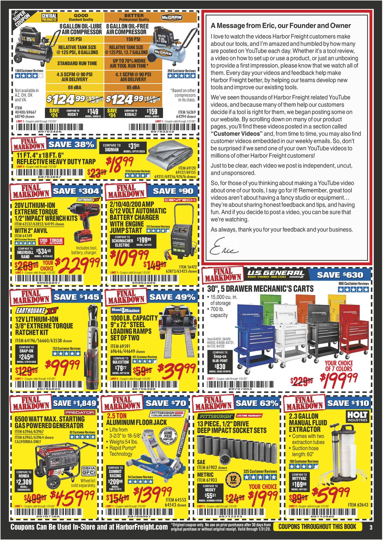 Harbor Freight Weekly Ad Circular - valid 01/01-01/31/2020 (Page 3)