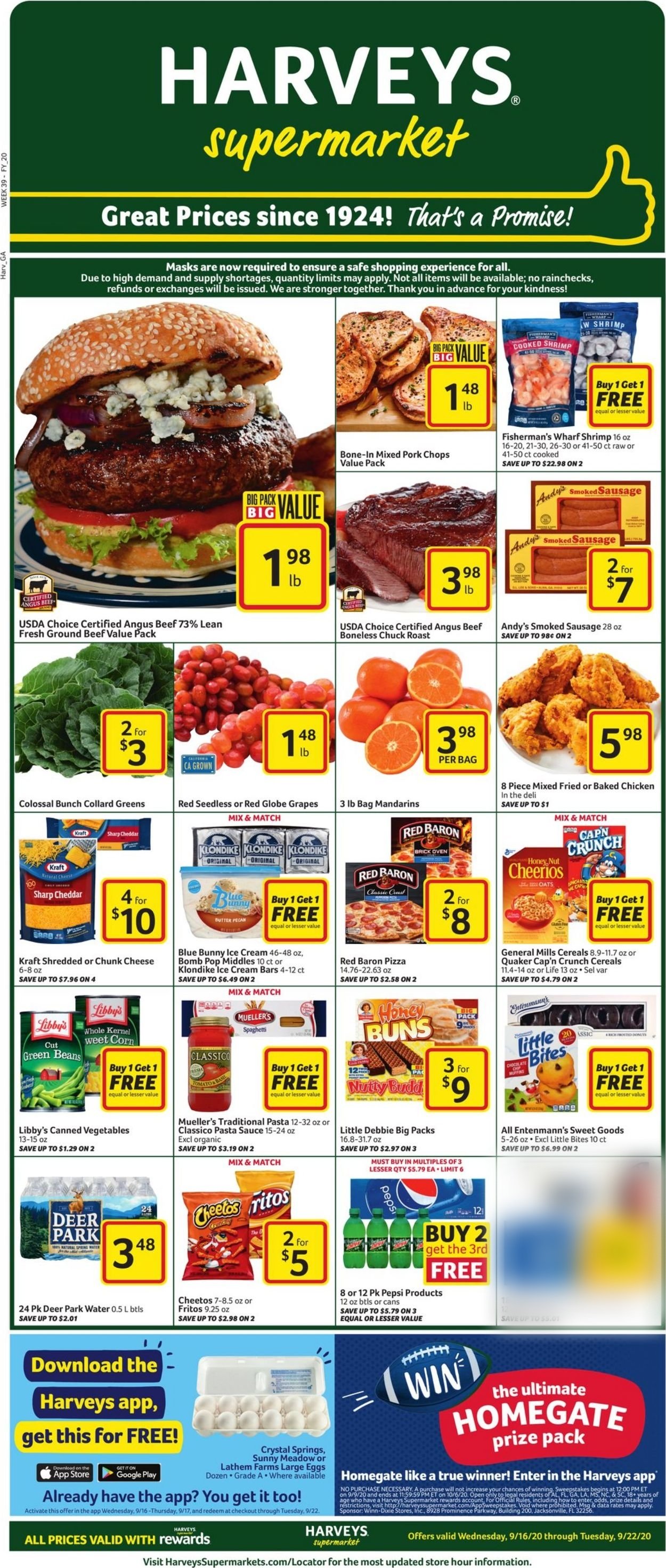 Harveys Supermarket Weekly Ad Circular - valid 09/16-09/22/2020