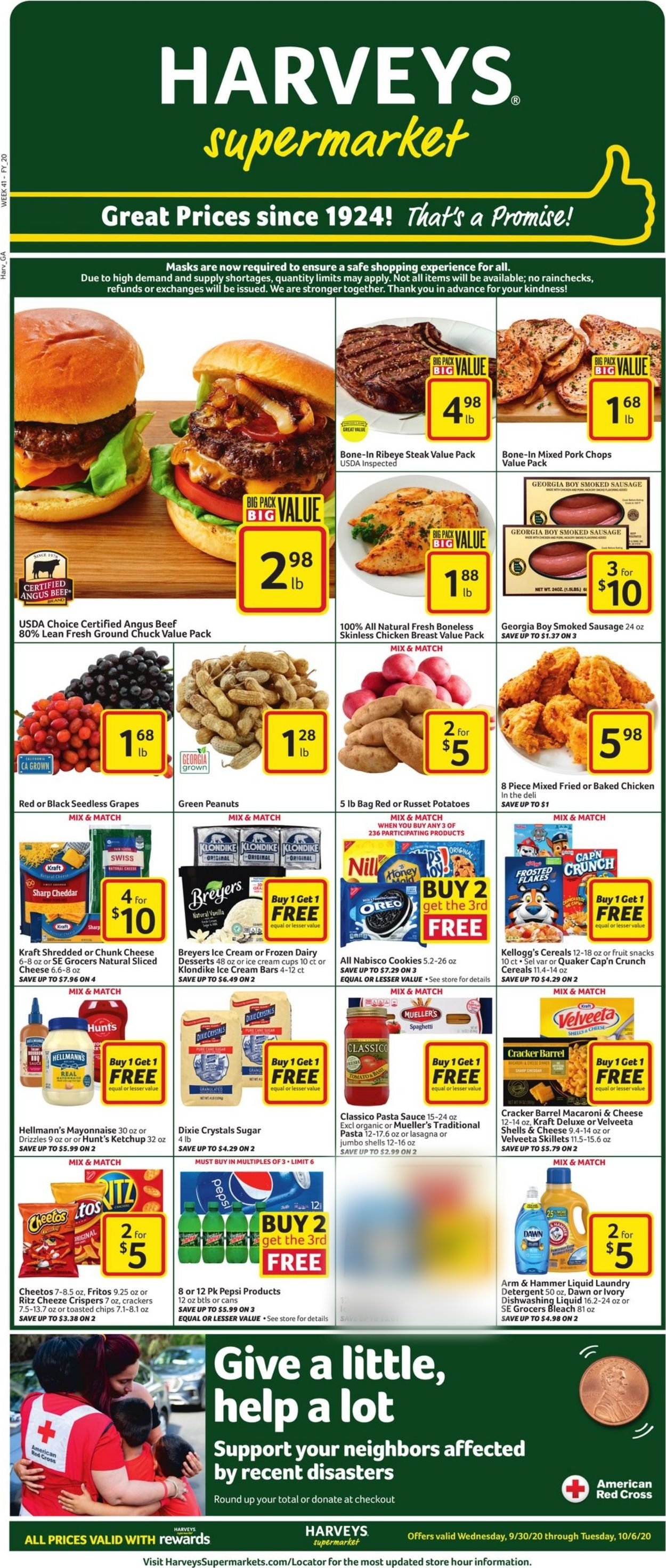 Harveys Supermarket Weekly Ad Circular - valid 09/30-10/06/2020
