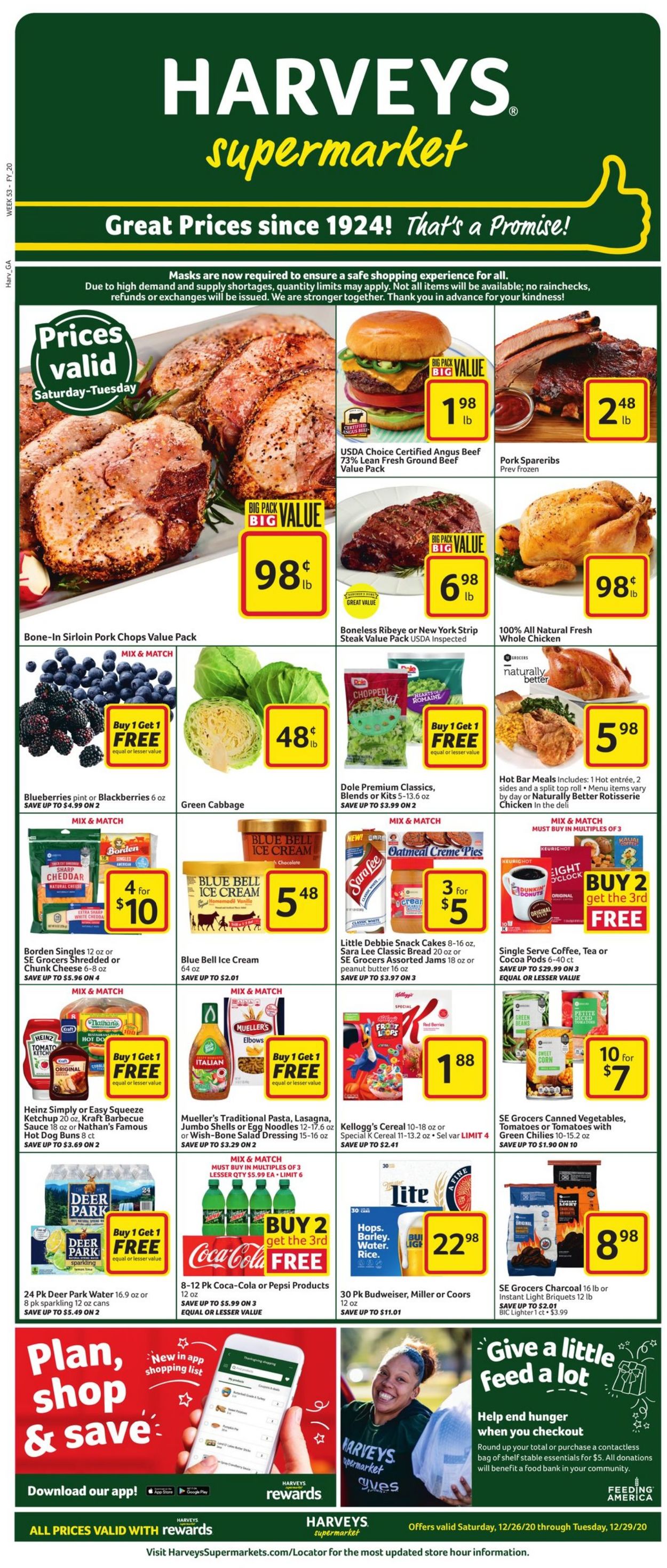 Harveys Supermarket Weekly Ad Circular - valid 12/26-12/29/2020