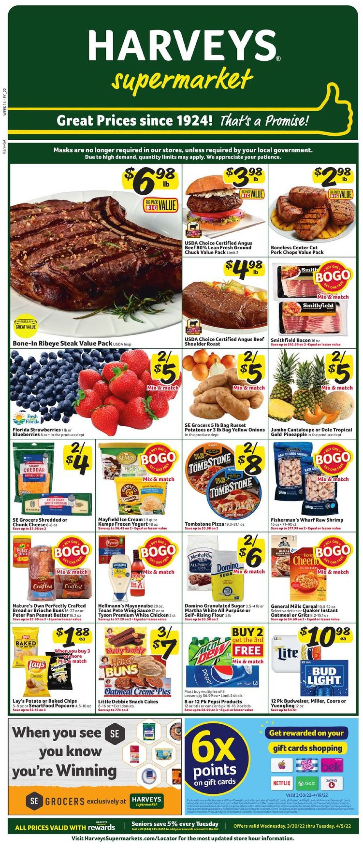 Harveys Supermarket Weekly Ad Circular - valid 03/30-04/05/2022