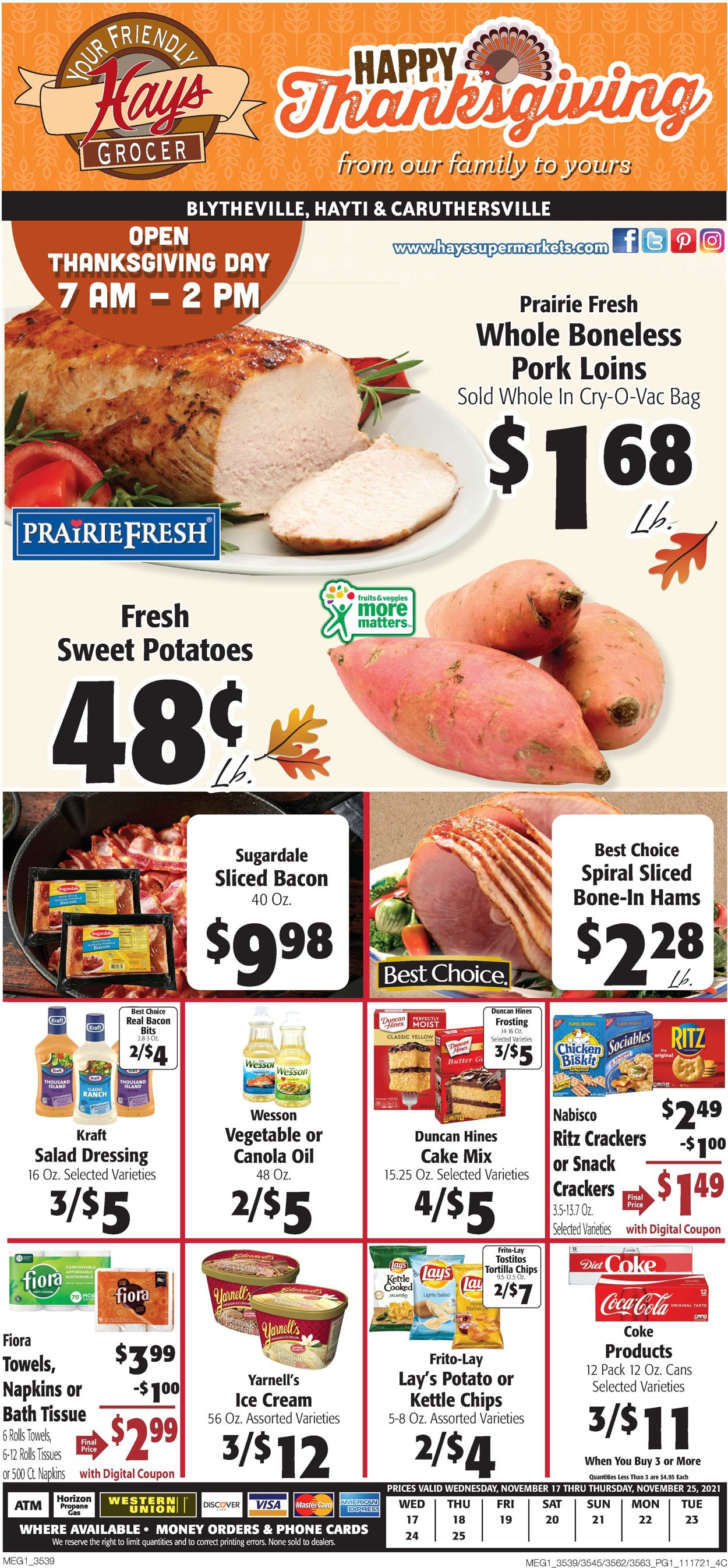 Hays Supermarket THANKSGIVING 2021 Weekly Ad Circular - valid 11/17-11/25/2021 (Page 3)