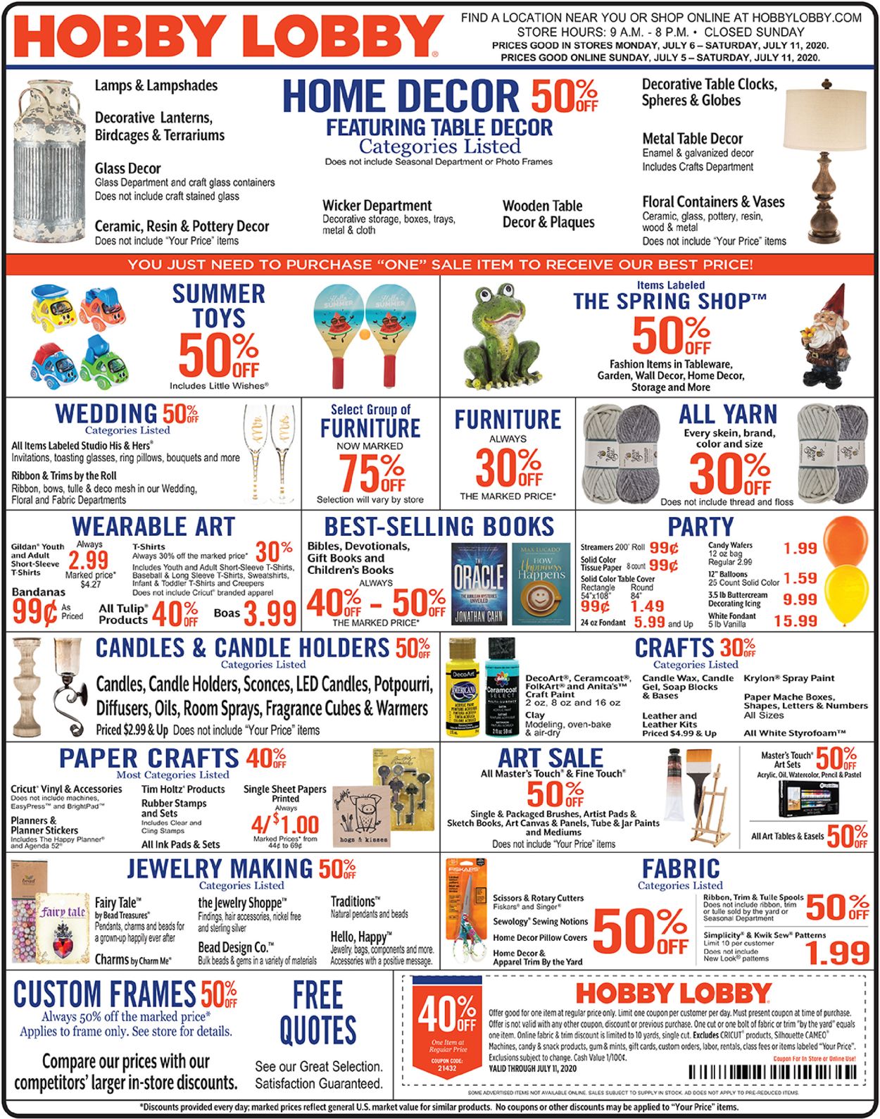 Hobby Lobby Weekly Ad Circular - valid 07/06-07/11/2020