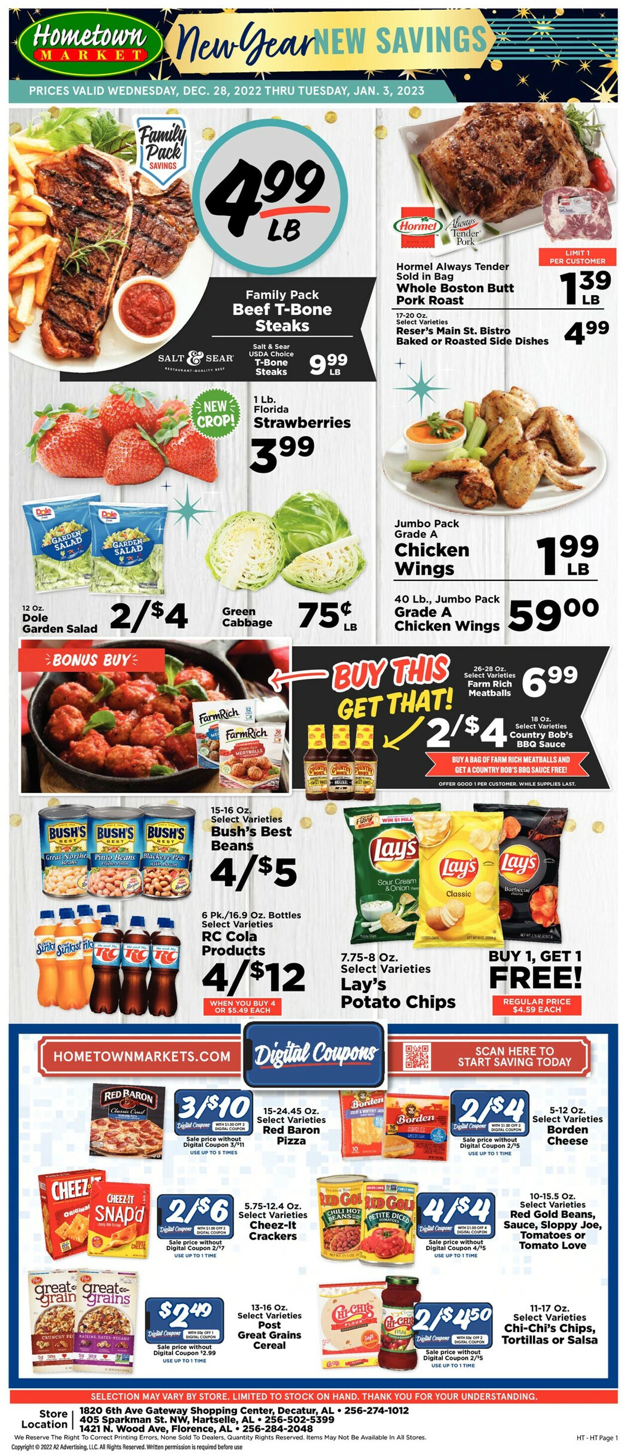 Hometown Market Weekly Ad Circular - valid 12/28-01/03/2023