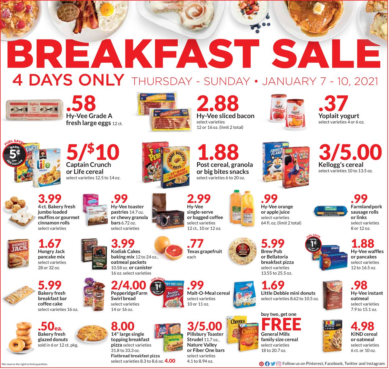 HyVee Breakfast Sale 2021 Weekly Ad Circular - valid 01/07-01/10/2021