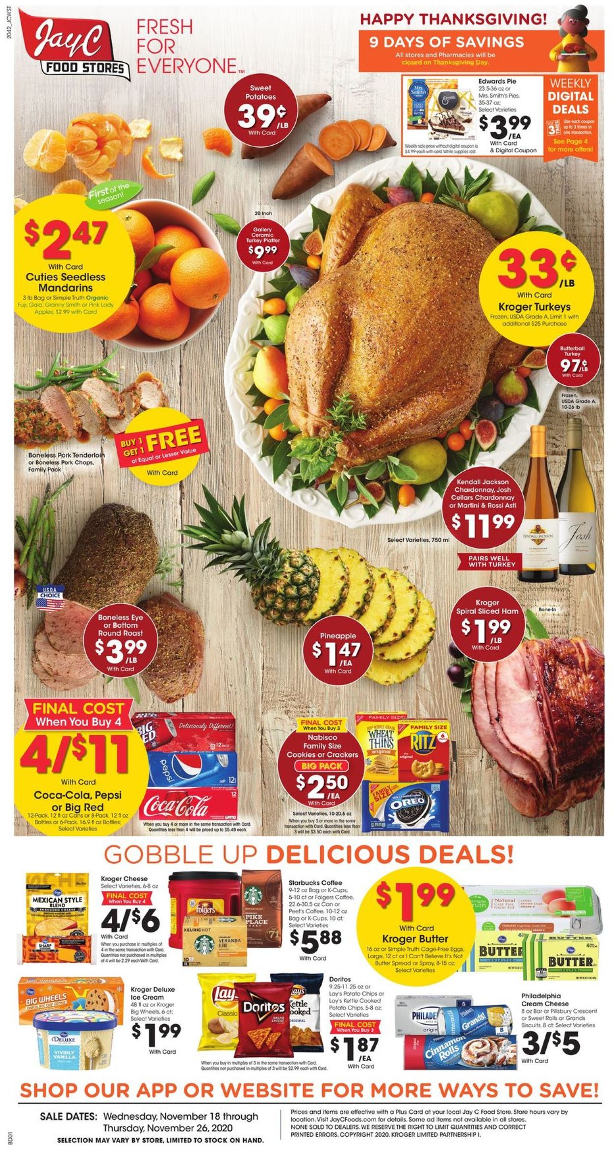Jay C Food Stores Thanksgiving 2020 Ad Weekly Ad Circular - valid 11/18-11/26/2020