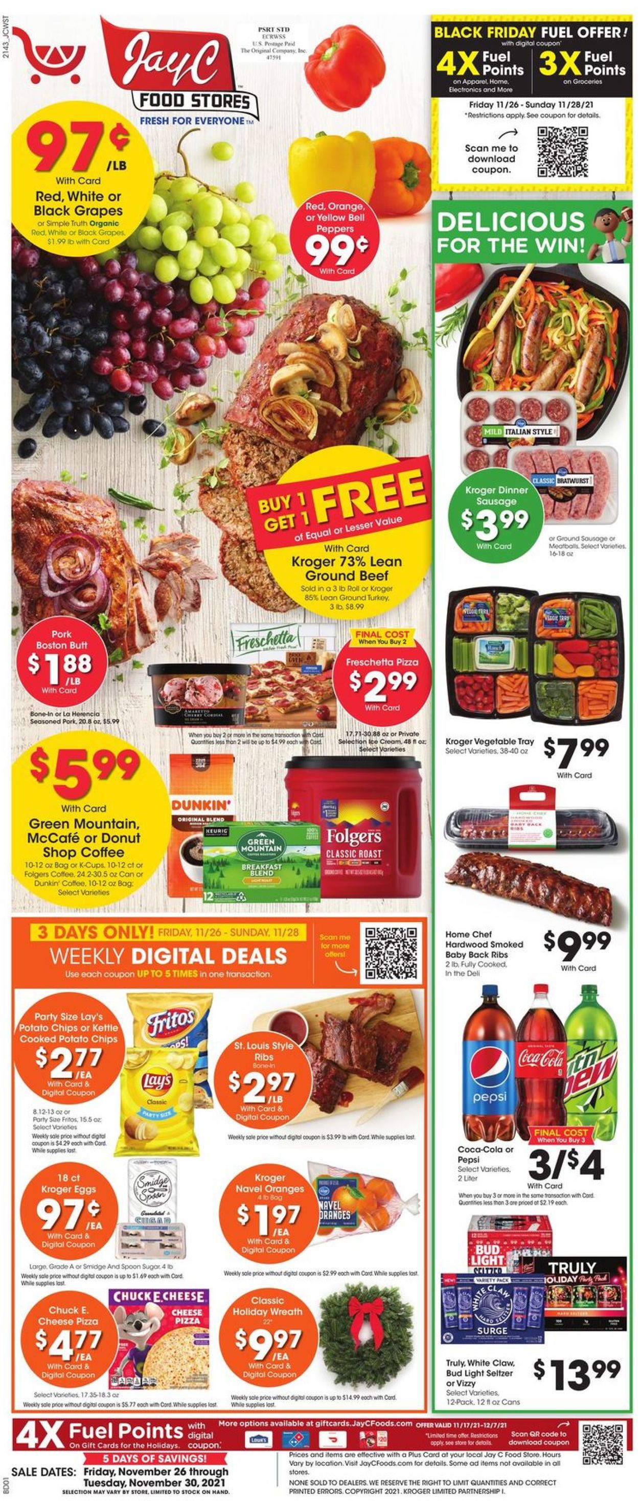 Jay C Food Stores Weekly Ad Circular - valid 11/26-11/30/2021
