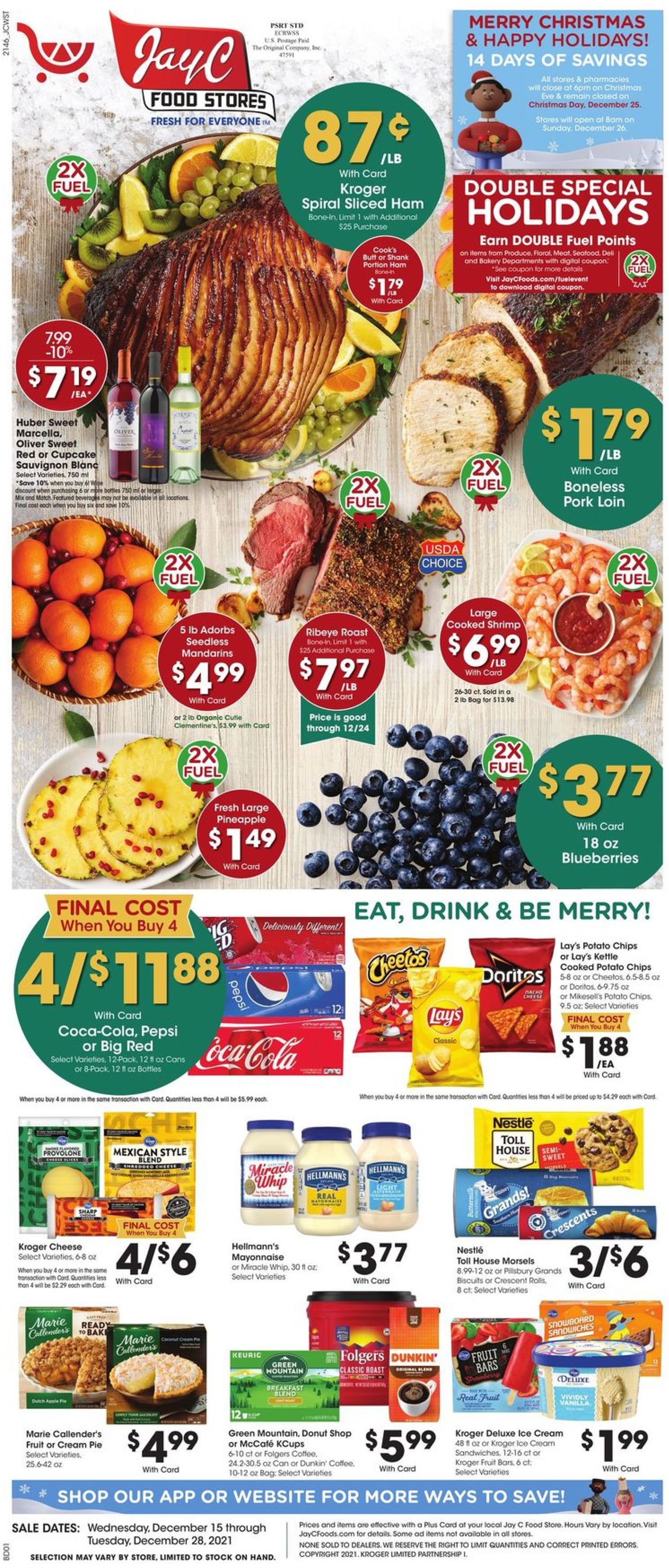 Jay C Food Stores CHRISTMAS 2021 Weekly Ad Circular - valid 12/15-12/28/2021