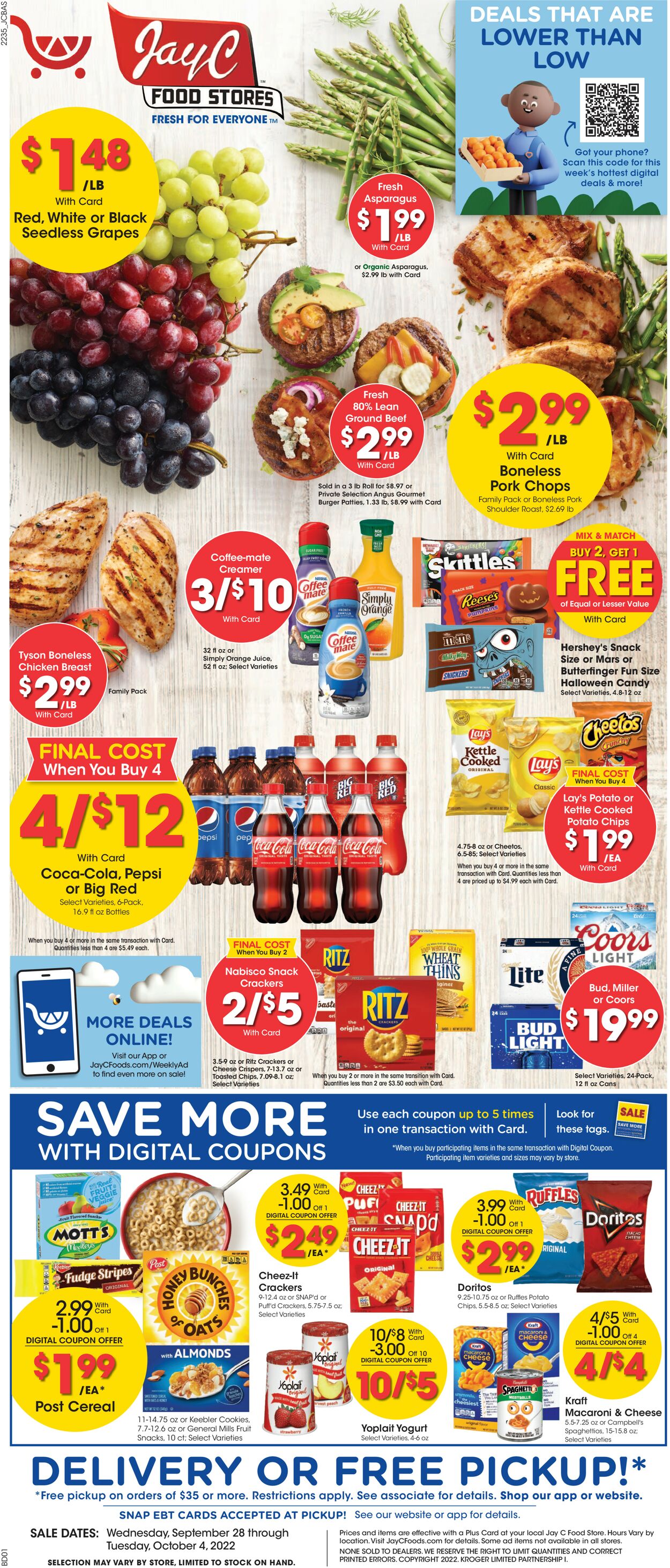 Jay C Food Stores Weekly Ad Circular - valid 09/28-10/04/2022