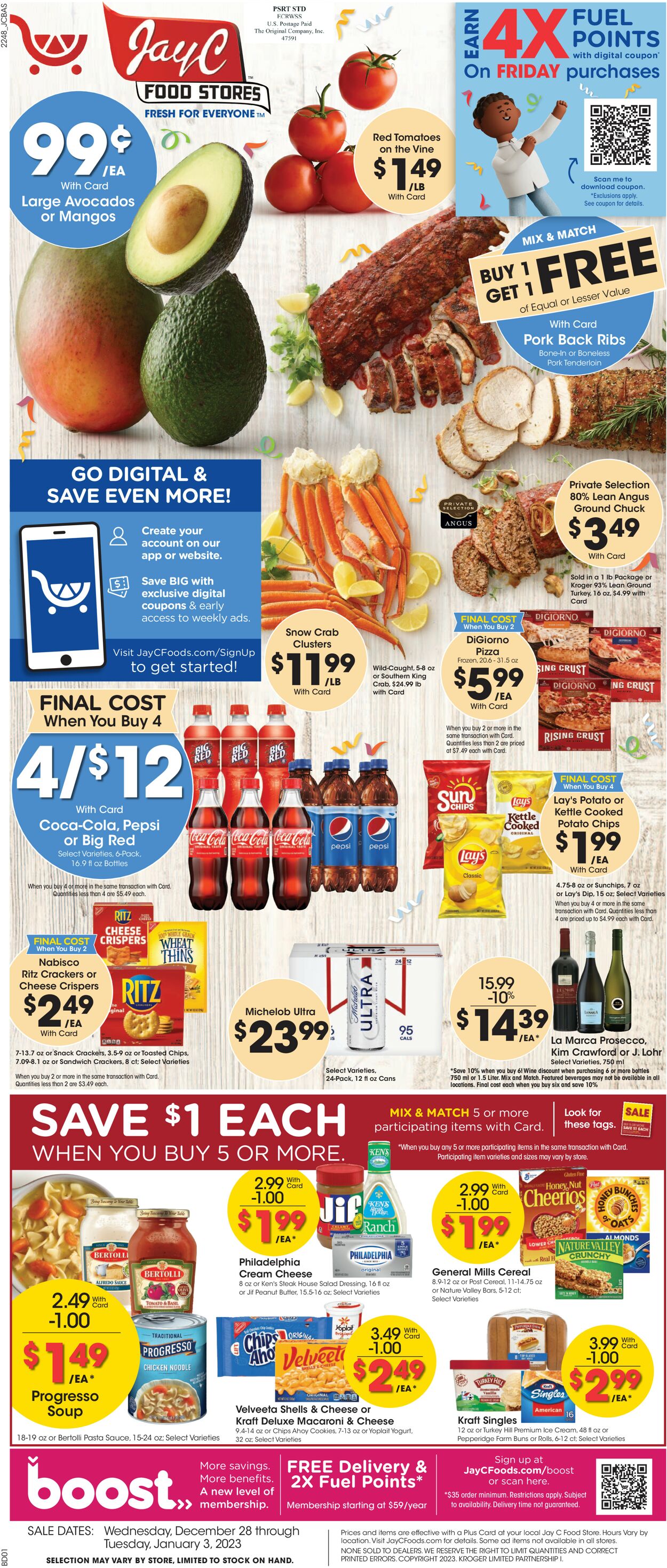 Jay C Food Stores Weekly Ad Circular - valid 12/28-01/03/2023