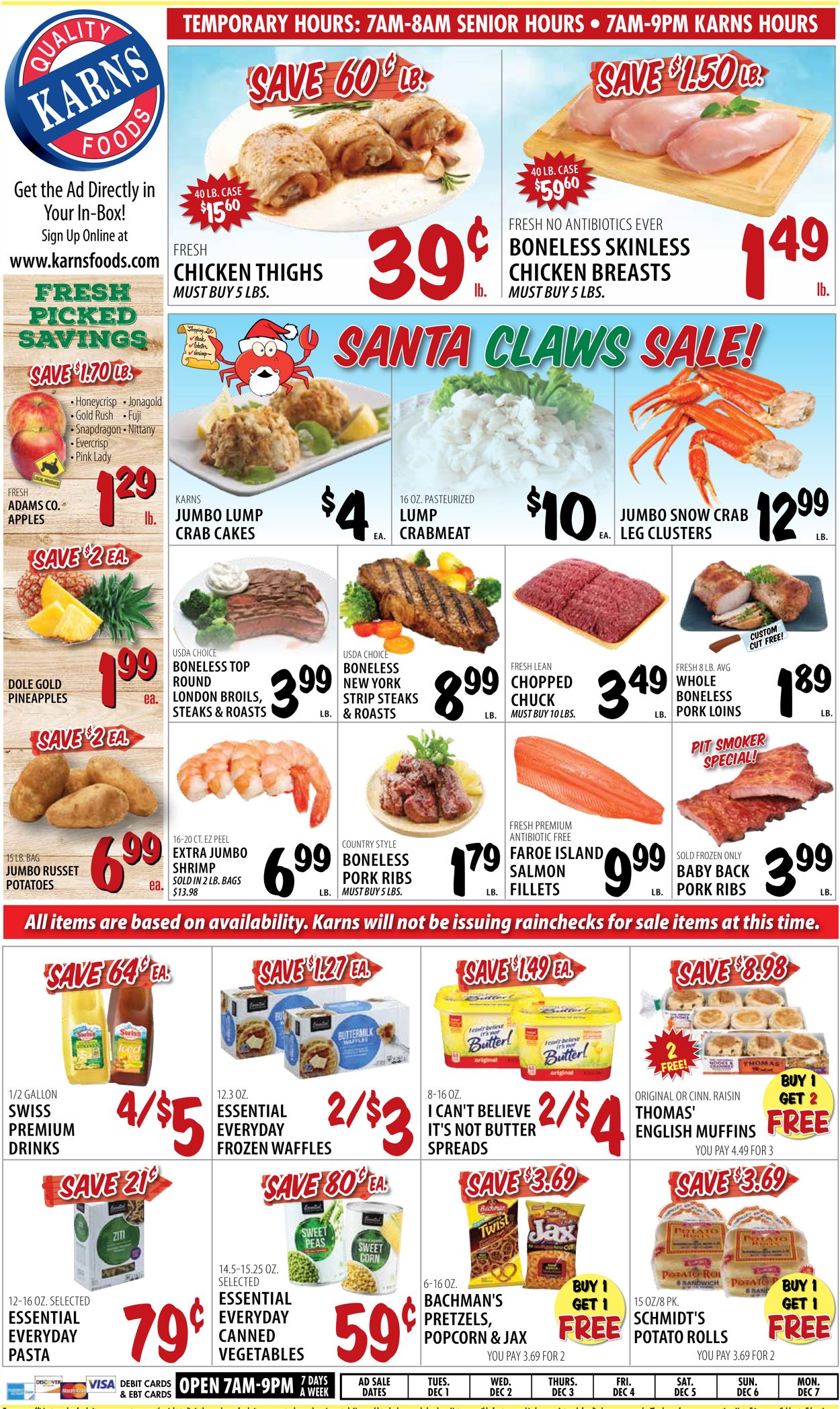 Karns Quality Foods Weekly Ad Circular - valid 12/01-12/07/2020
