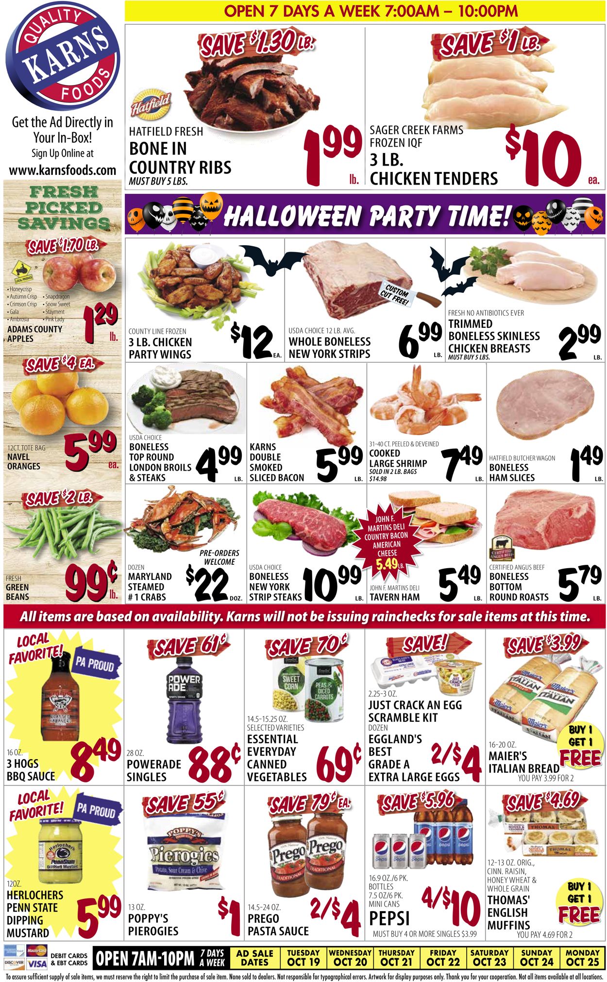 Karns Quality Foods Halloween 2021 Weekly Ad Circular - valid 10/19-10/25/2021