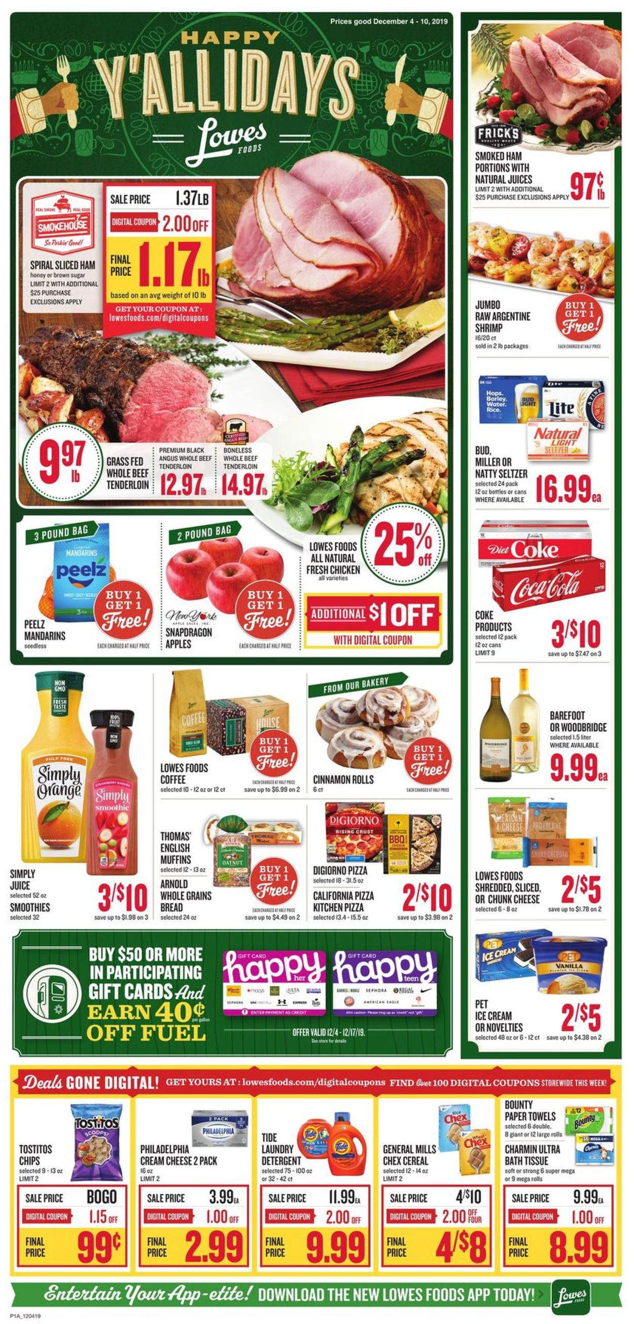 Lowes Foods - Holidays Ad 2019 Weekly Ad Circular - valid 12/04-12/10/2019