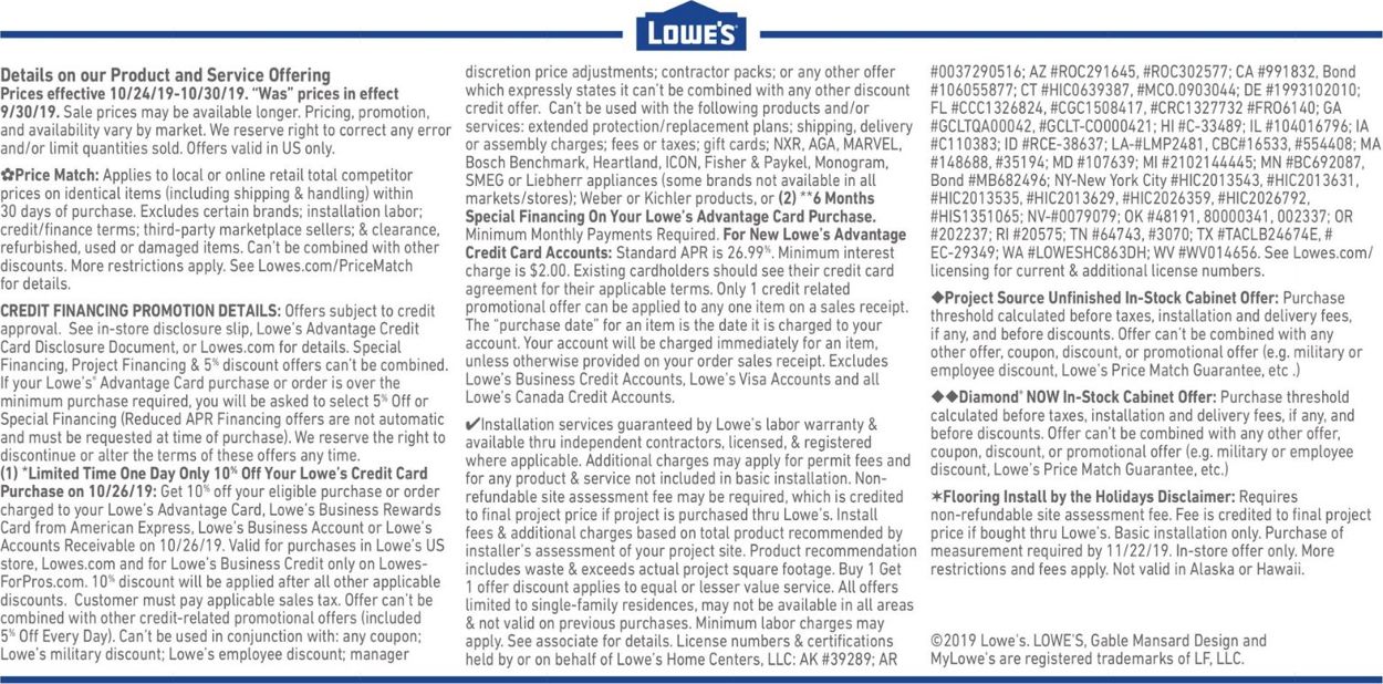 Lowe's Weekly Ad Circular - valid 10/24-10/30/2019 (Page 24)