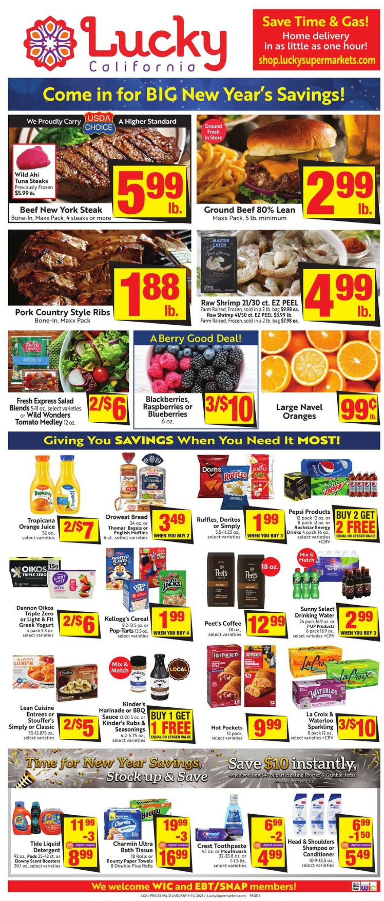 Lucky Supermarkets Weekly Ad Circular - valid 01/04-01/10/2023