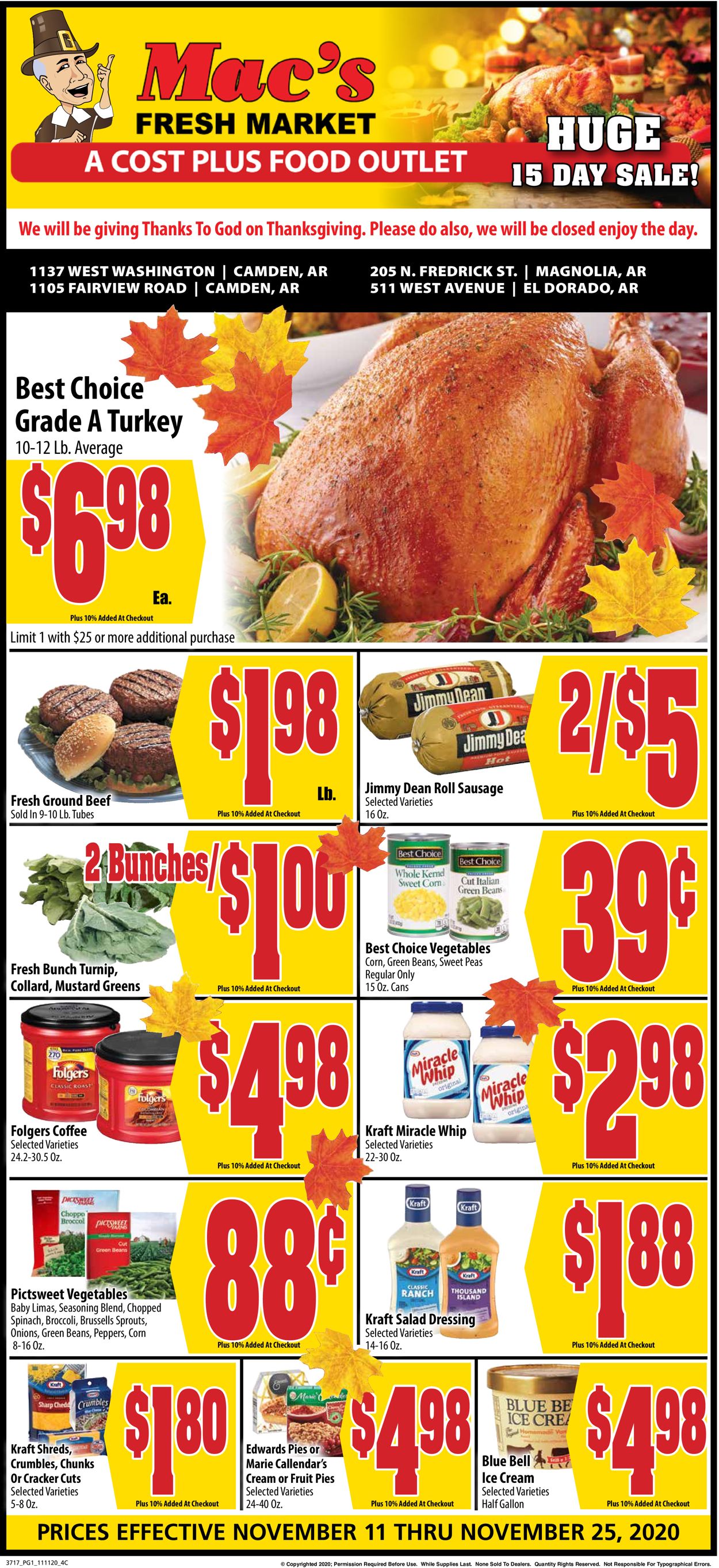 Mac's Freshmarket Weekly Ad Circular - valid 11/11-11/25/2020