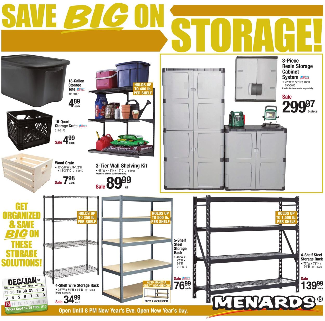 Menards SAVE BIG On Storage! Weekly Ad Circular - valid 12/29-01/10/2021