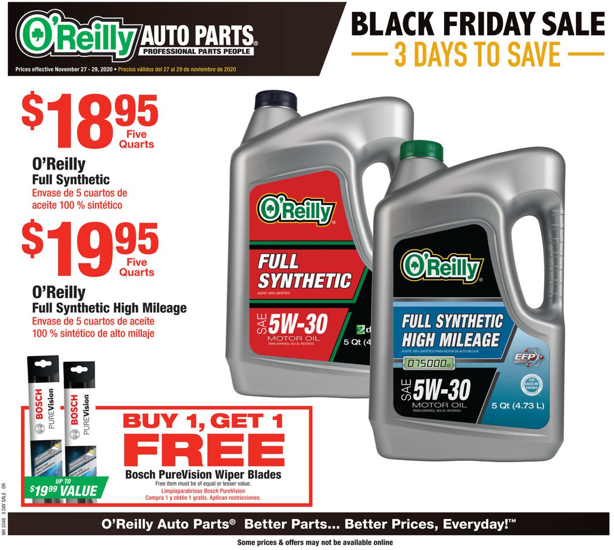 O'Reilly Auto Parts Black Friday 2020 Weekly Ad Circular - valid 11/27-11/29/2020