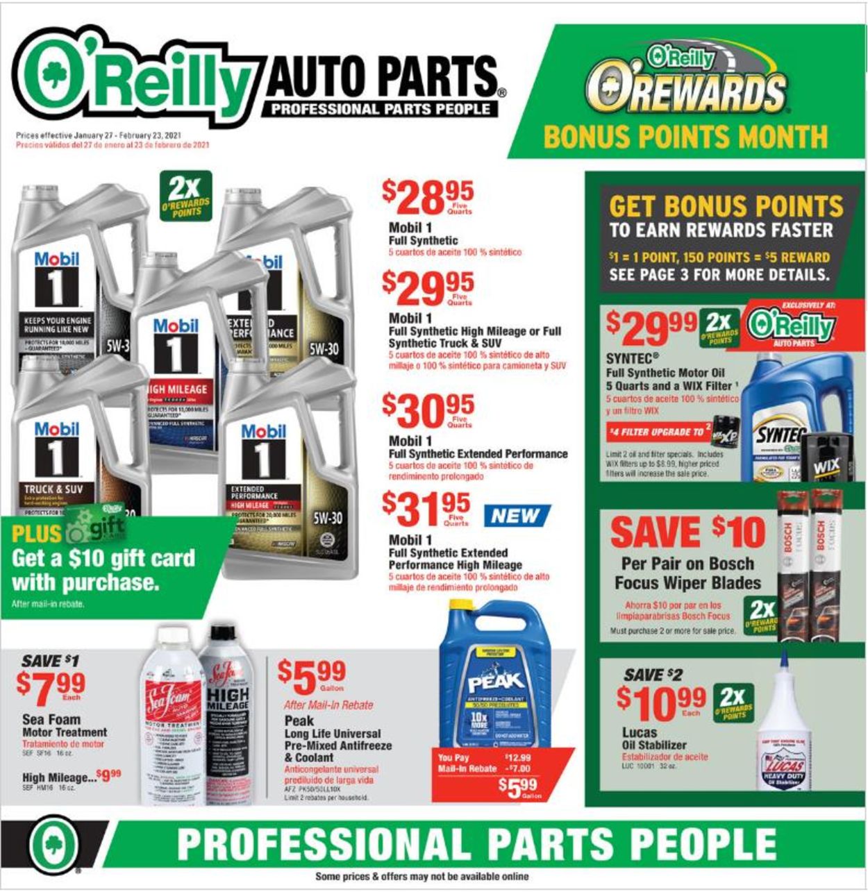 O'Reilly Auto Parts Weekly Ad Circular - valid 01/27-02/23/2021