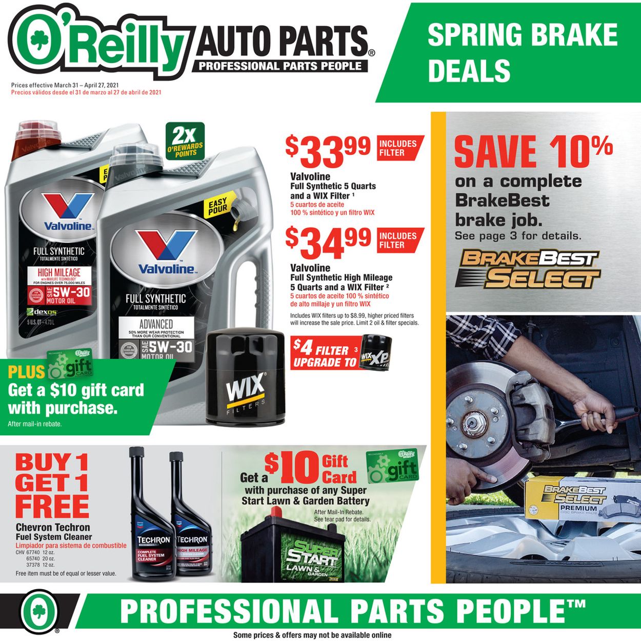 O'Reilly Auto Parts Weekly Ad Circular - valid 03/31-04/27/2021