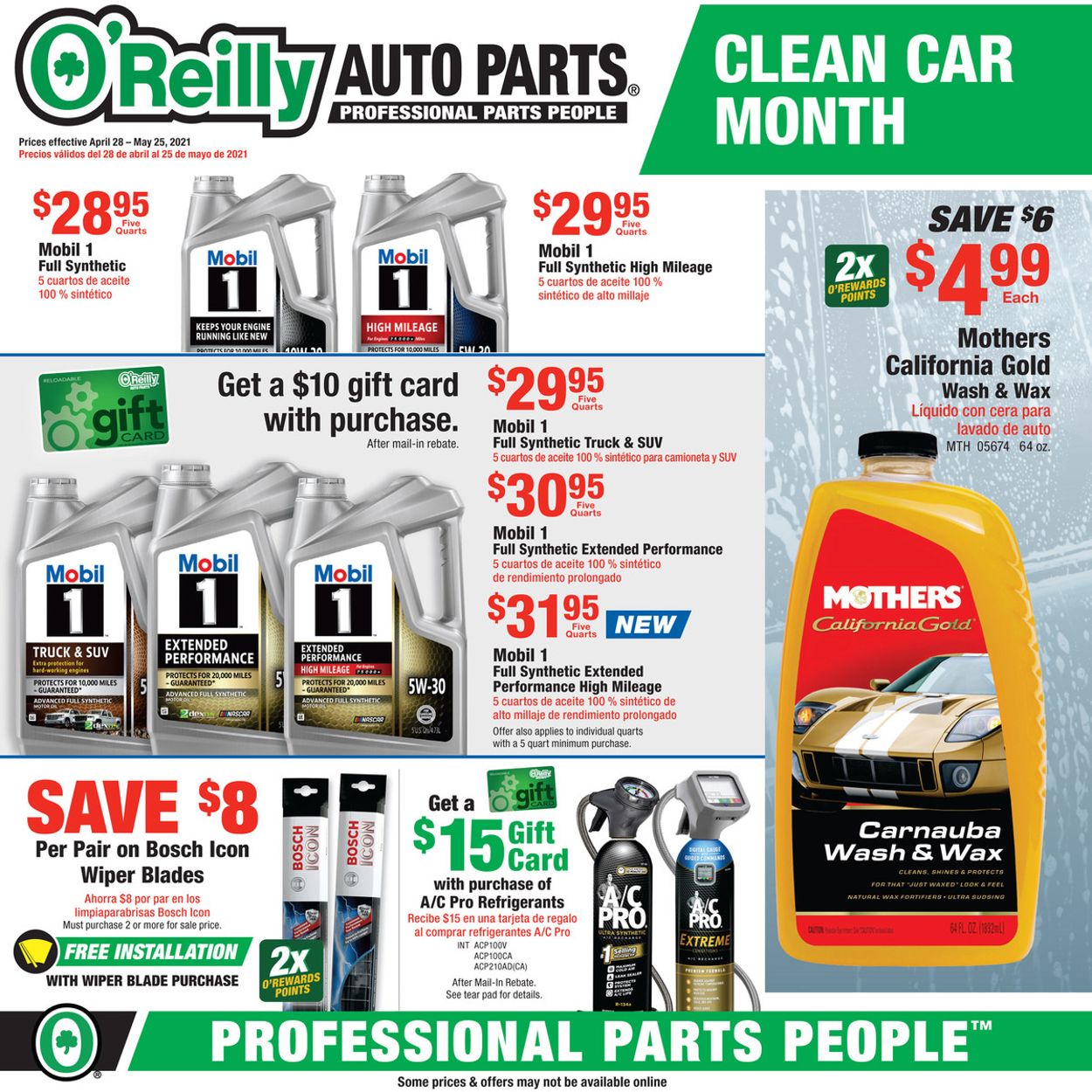 O'Reilly Auto Parts Weekly Ad Circular - valid 04/28-05/25/2021