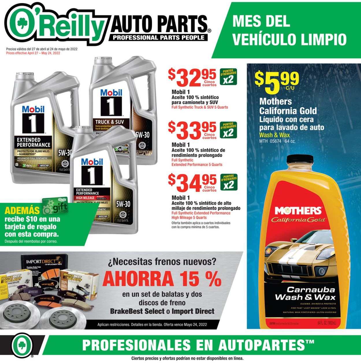 O'Reilly Auto Parts Weekly Ad Circular - valid 04/27-05/24/2022